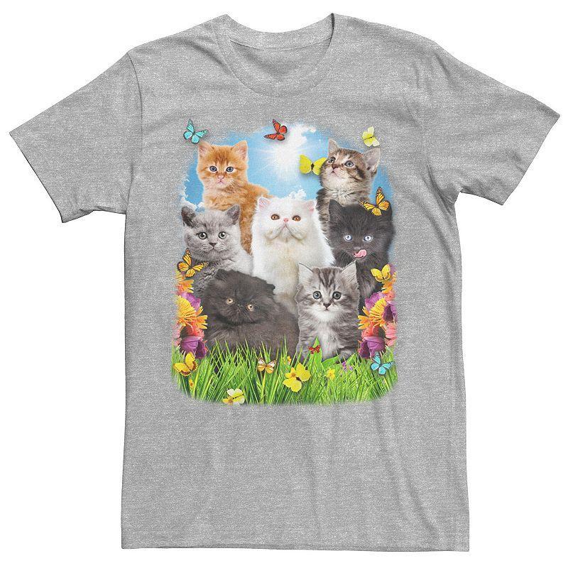 Men's Spring Kitten Garden Collage Tee, Size: Medium, Athletic Grey Product Image