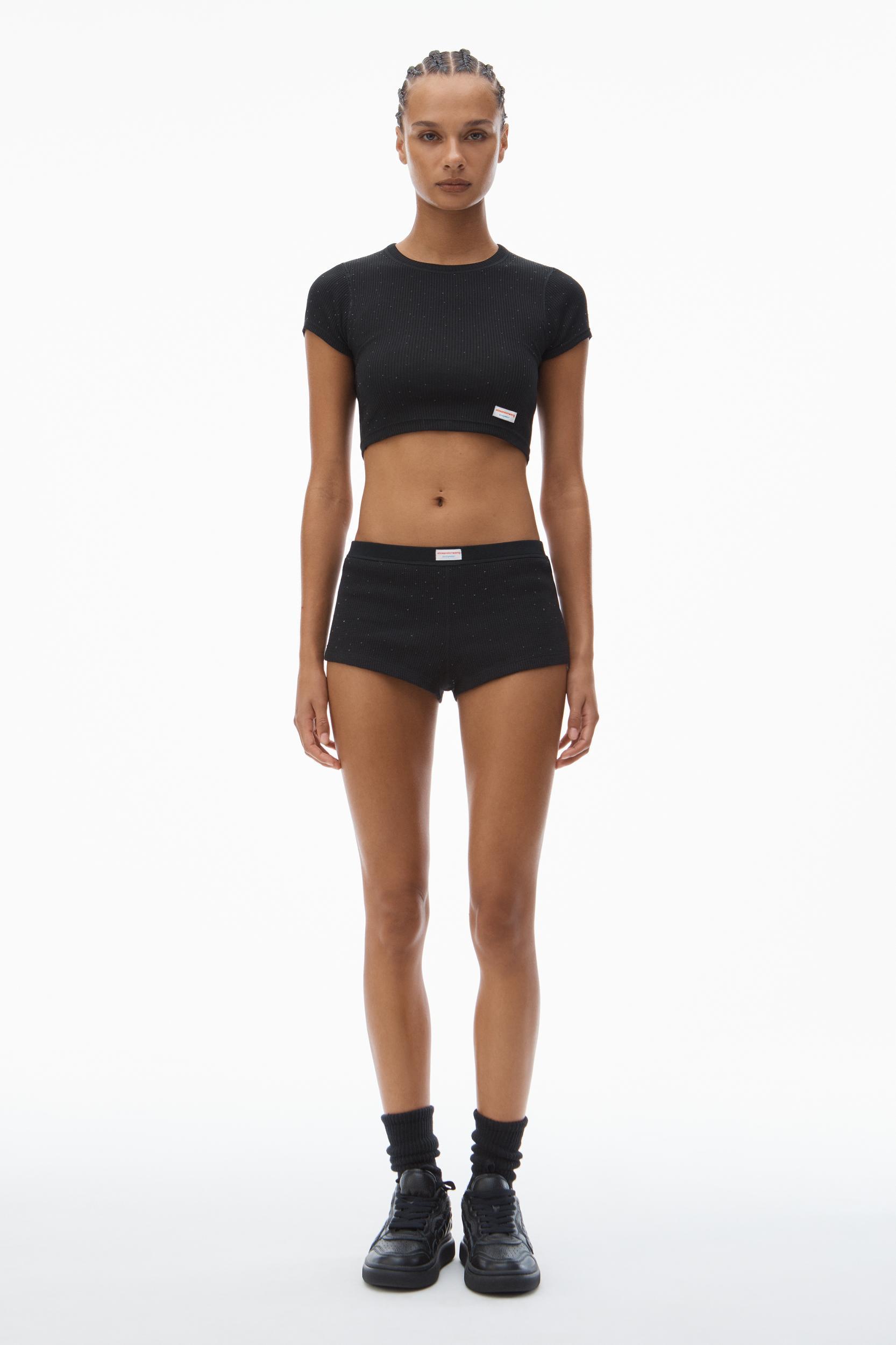 Crystal Hotfix Cropped Camisole In Waffle Knit Product Image