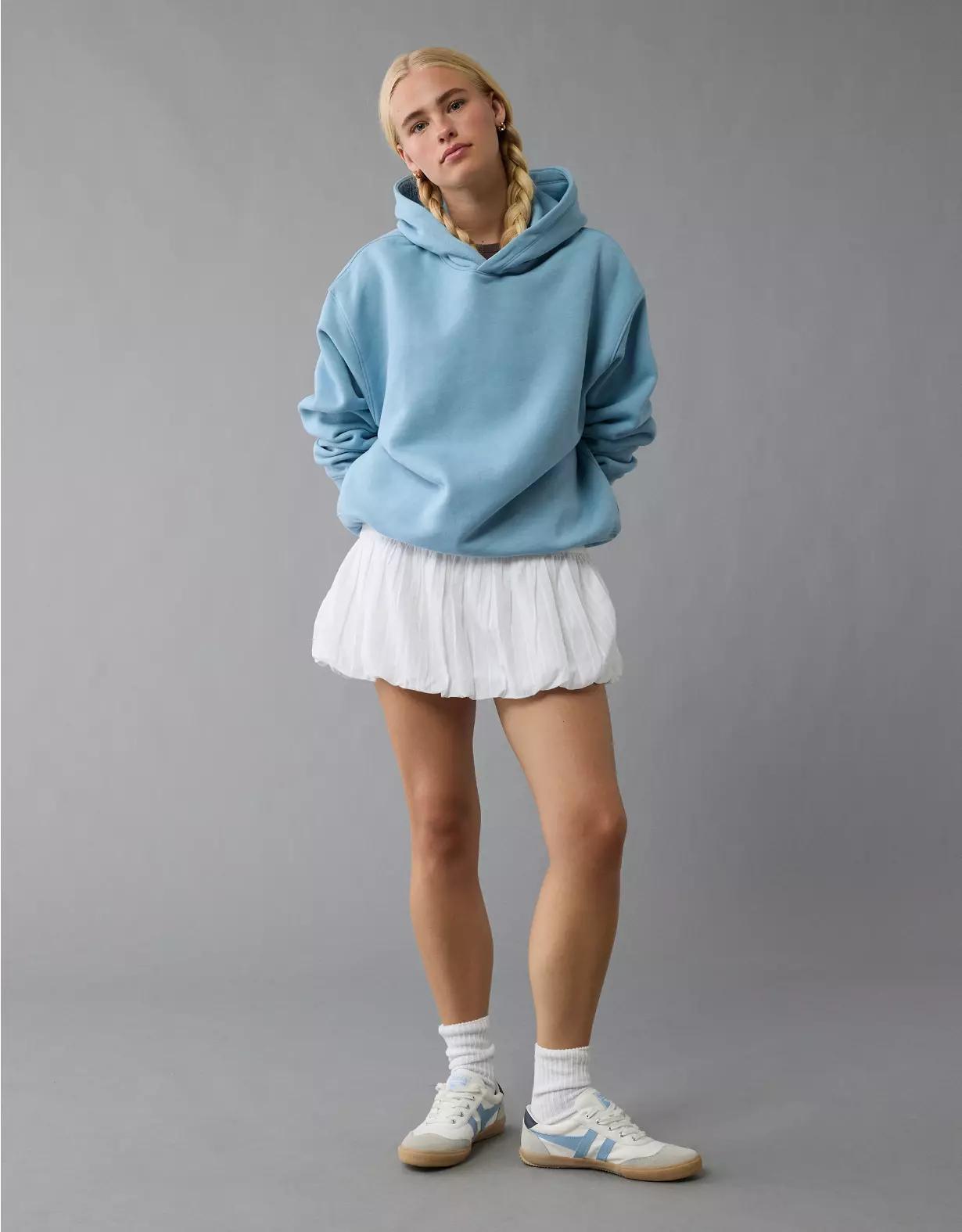 AE High-Waisted Smocked Bubble Skirt Product Image