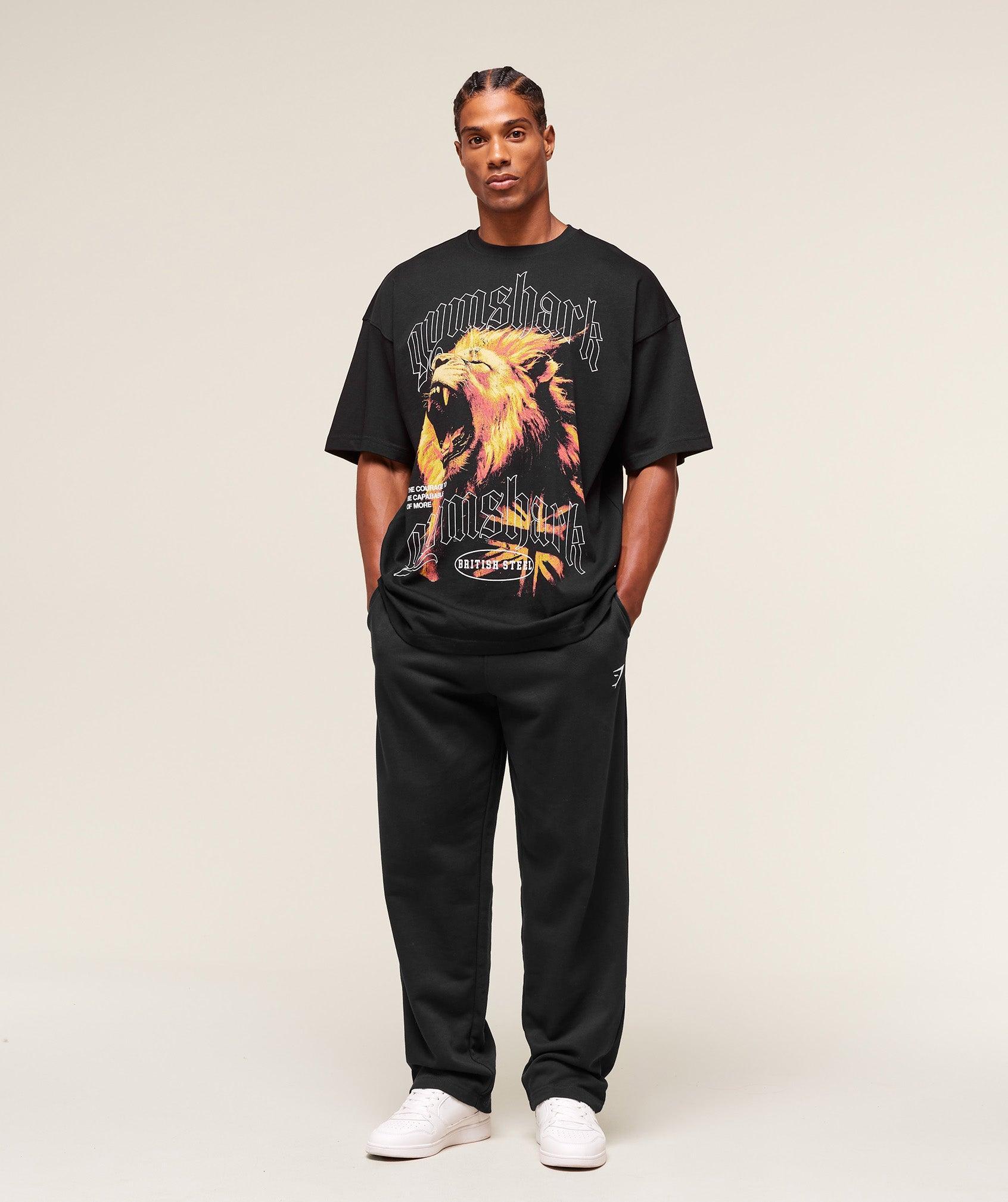 Gymshark Lion Graphic T-Shirt - Black Male Product Image