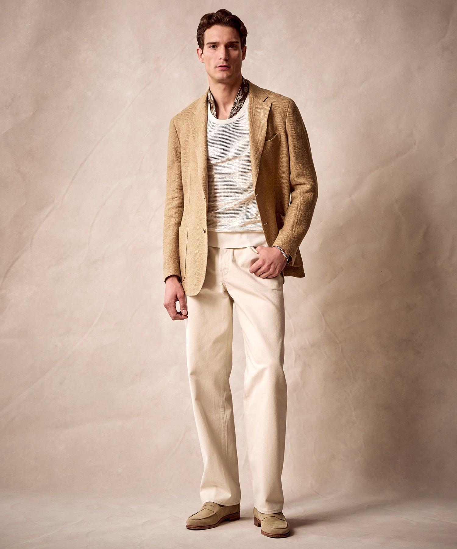 Italian Linen Silk Sport Coat in Burlap Product Image