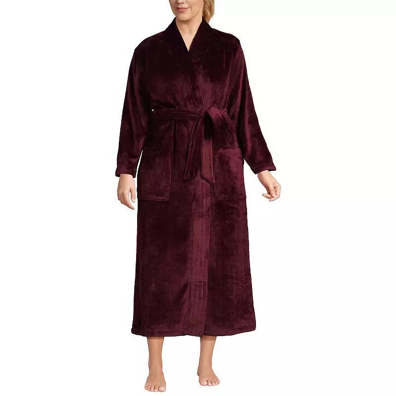 Plus Size Lands' End Women's Cozy Plush Long Wrap Robe, Size: 1XL, Ivory Product Image