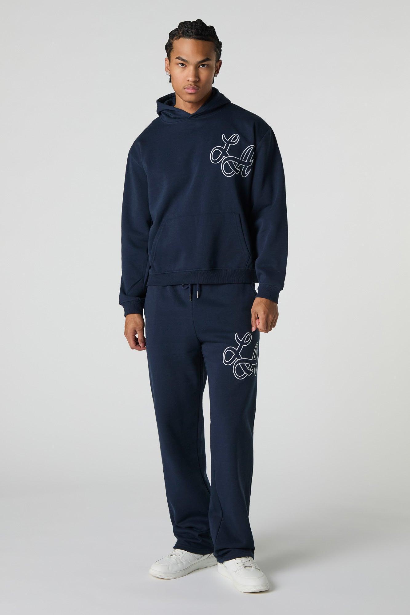 LA Embroidered Fleece Hoodie Male Product Image
