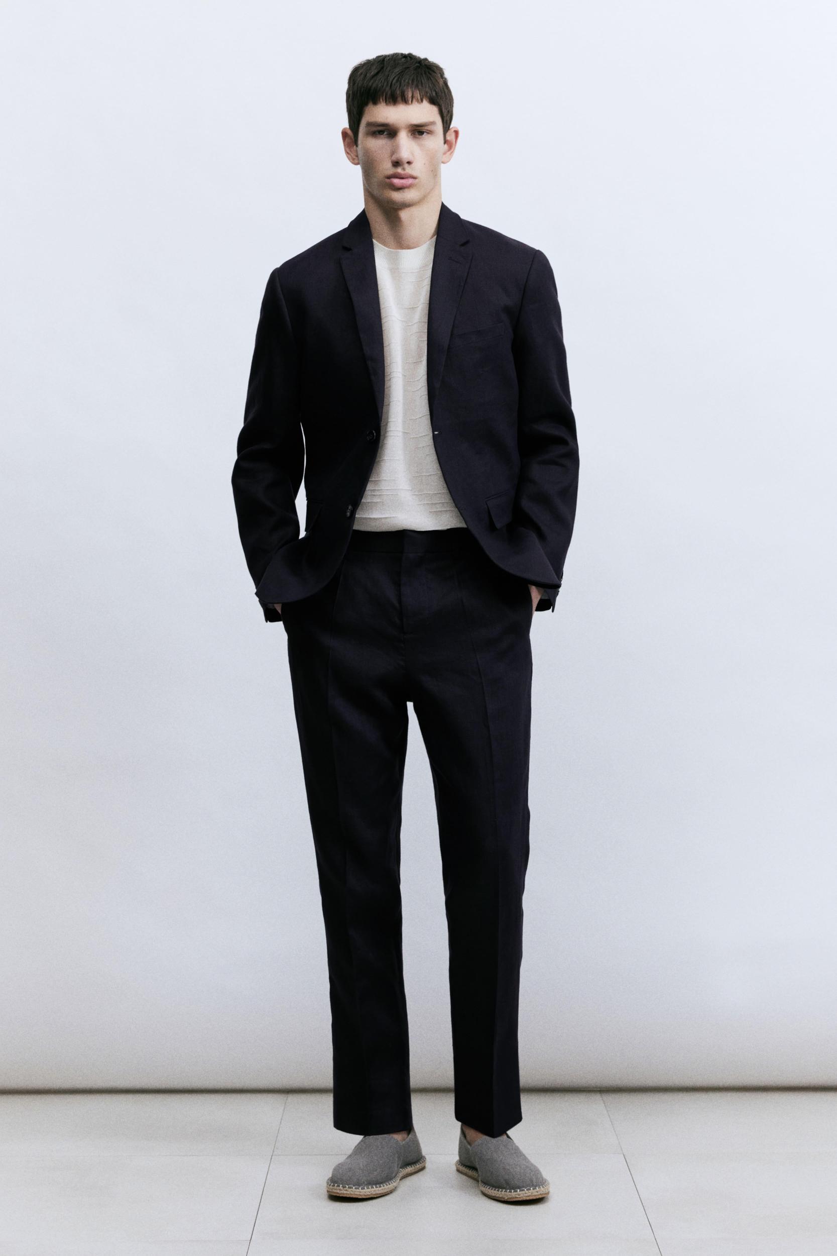 Slim-Fit Linen Suit Pants Product Image