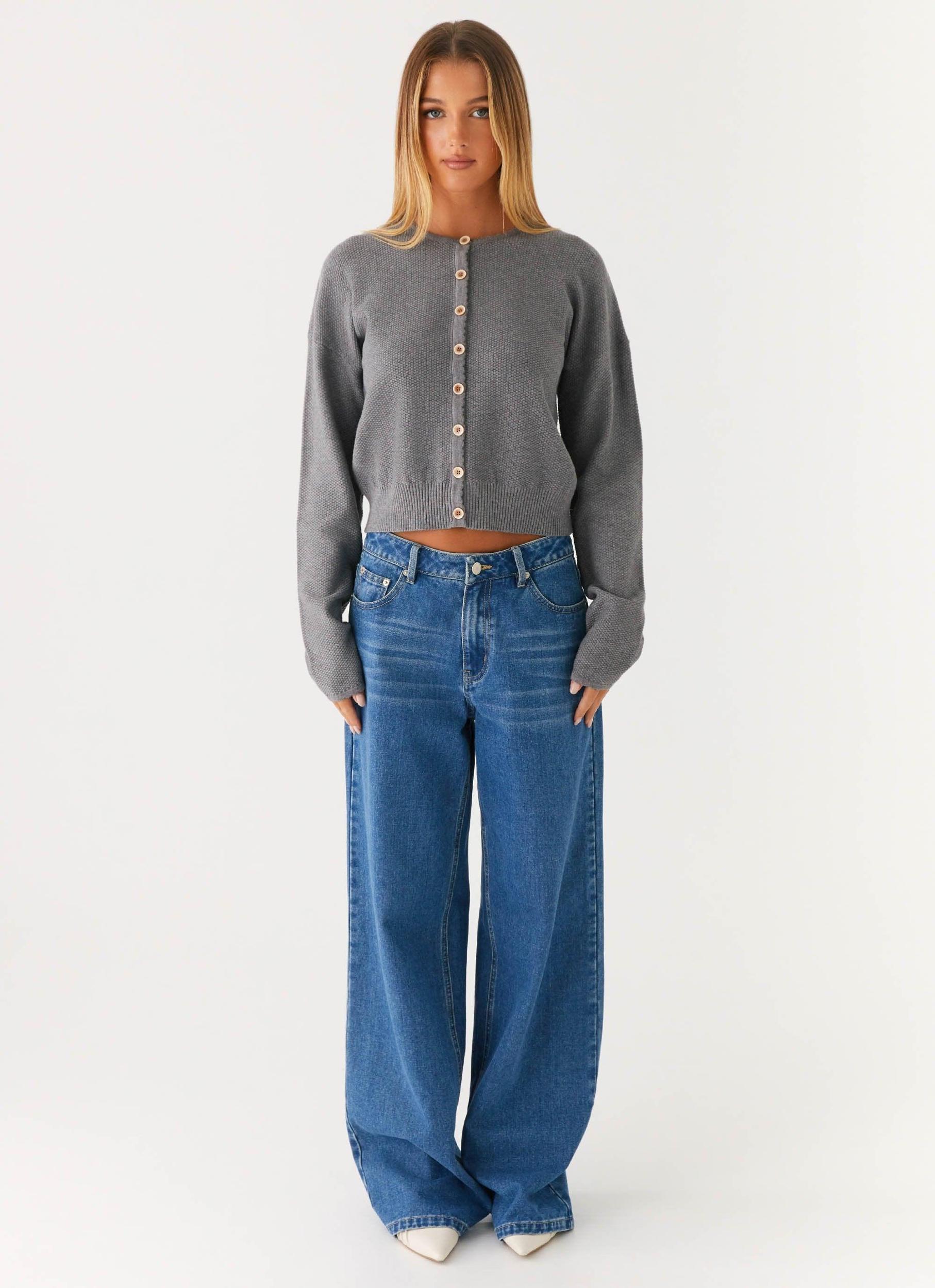 Etty Knit Cardigan - Dark Grey Product Image