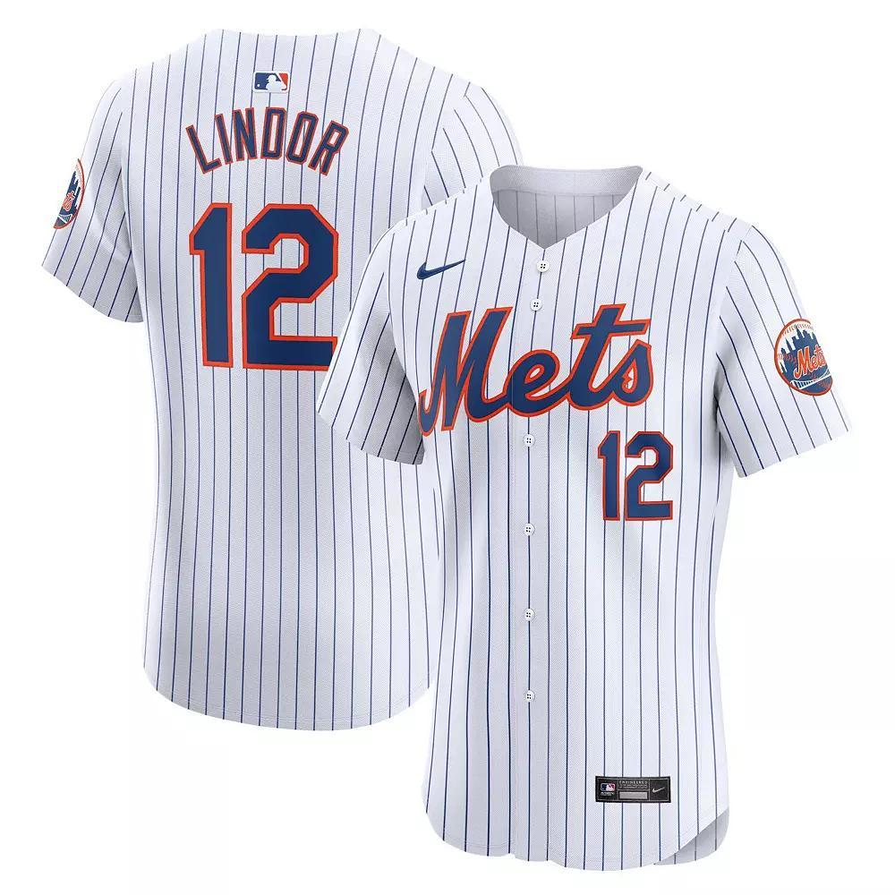 Men's Nike Francisco Lindor White New York Mets Home Elite Jersey, Size: 48 Product Image