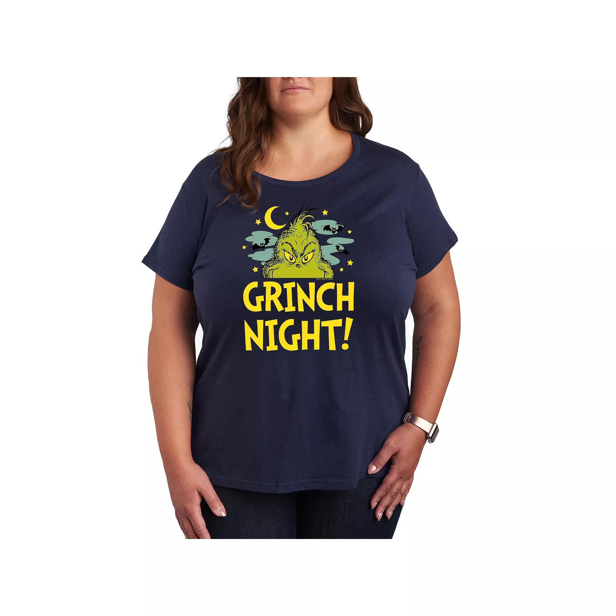 Plus Size Dr. Seuss Grinch Night Halloween Graphic Tee, Womens Blue Product Image