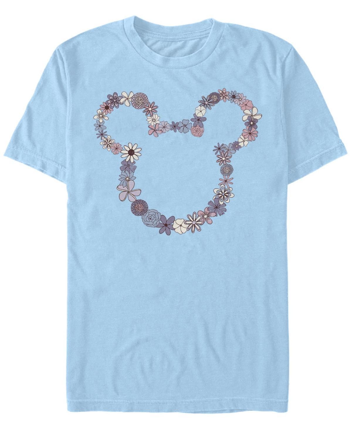 Disney's Mickey & Friends Mickey Floral Outline Men's Tee, Size: Medium, Light Blue Product Image