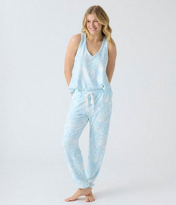 PJ Salvage Peachy Knit Sleeveless V-Neck Smiley Face Coordinating Sleep Top Product Image