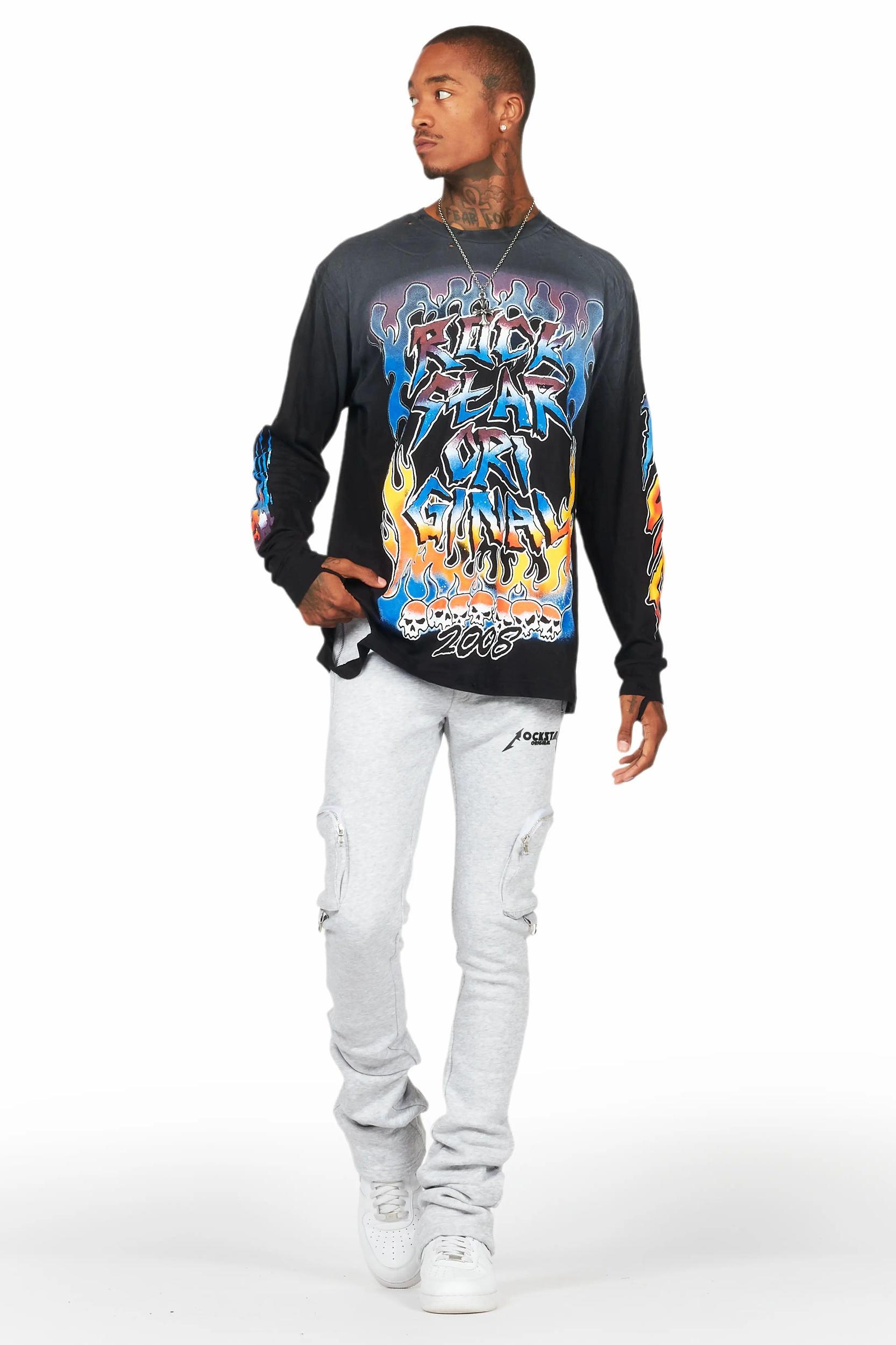 Colin Heather Grey Stacked Flare Trackpant Male Product Image