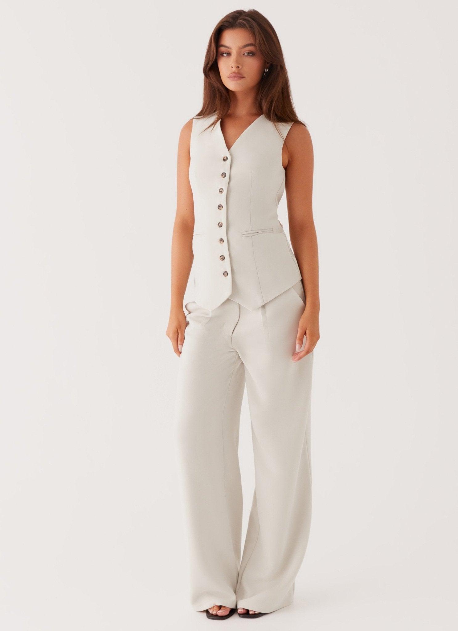 Alexis Vest Top - Pebble Product Image