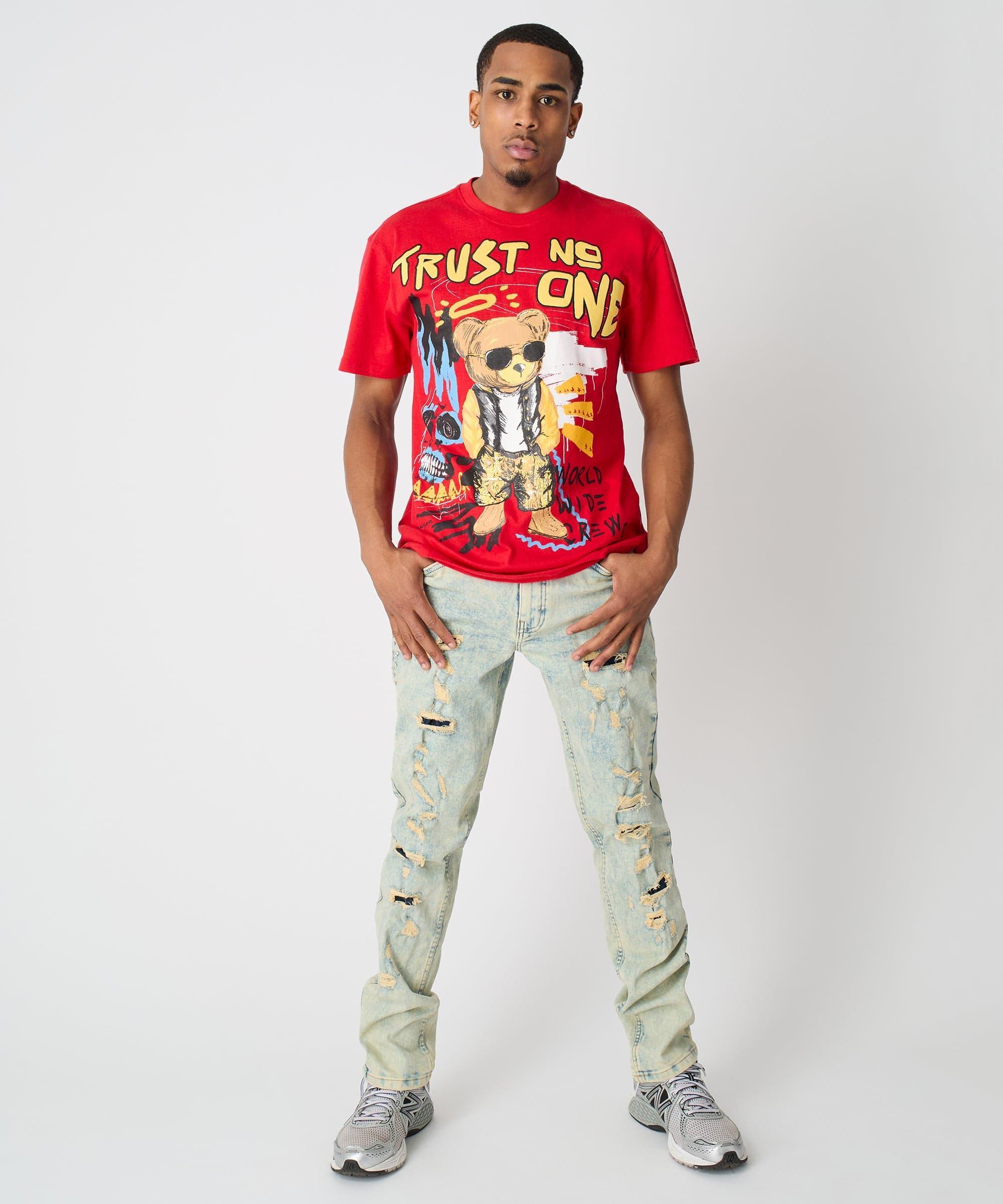 Trust No One Short Sleeve Tee - Red Product Image