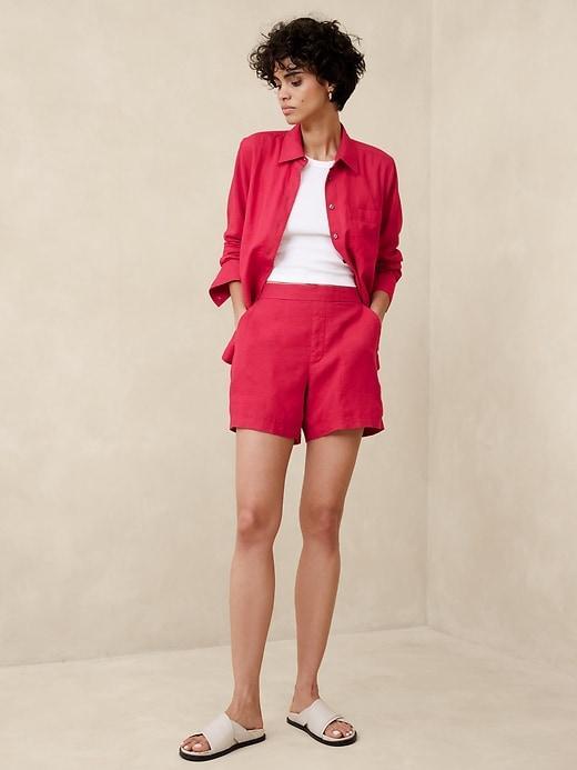 Linen-Blend Pull-On Short Product Image