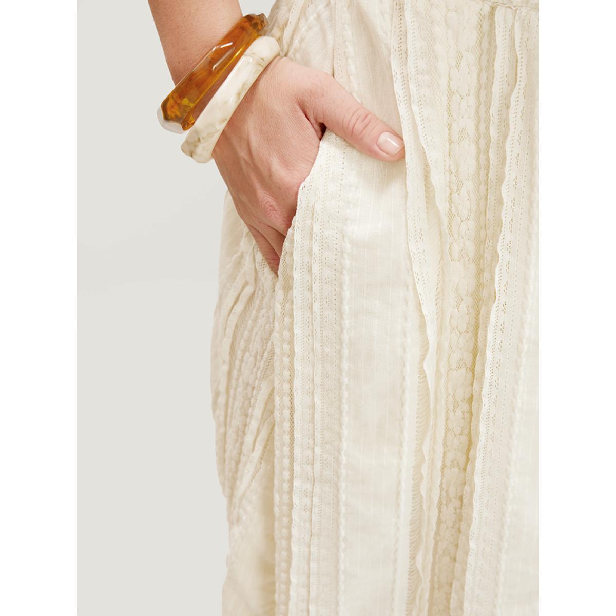 Plus Size Solid Textured Pocket Plisse Skirt Women Apricot Vacation Ruffles Low stretch Pocket Dailywear Skirts BloomChic 14-16/1X Product Image