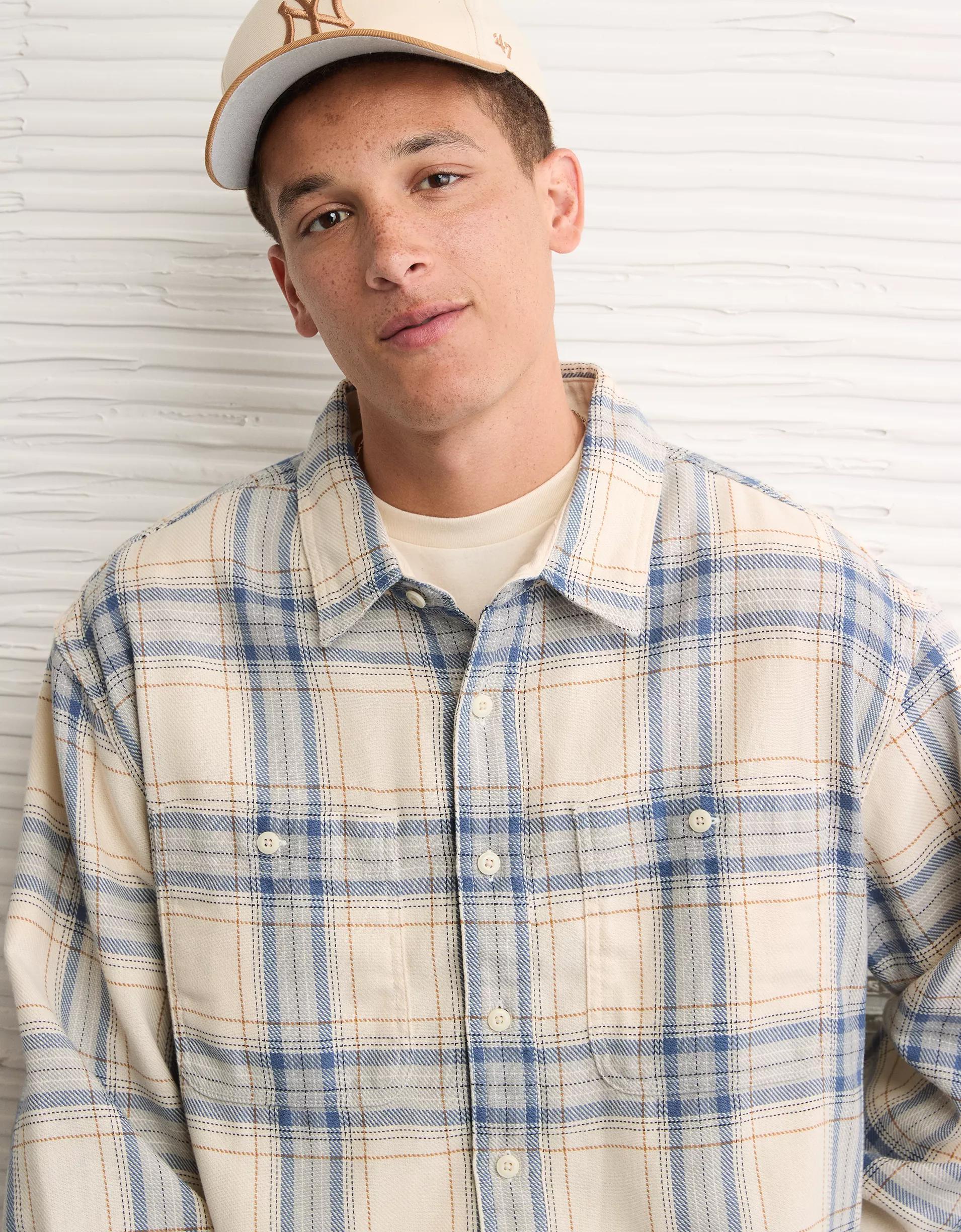 AE Textured Flannel Shirt Product Image