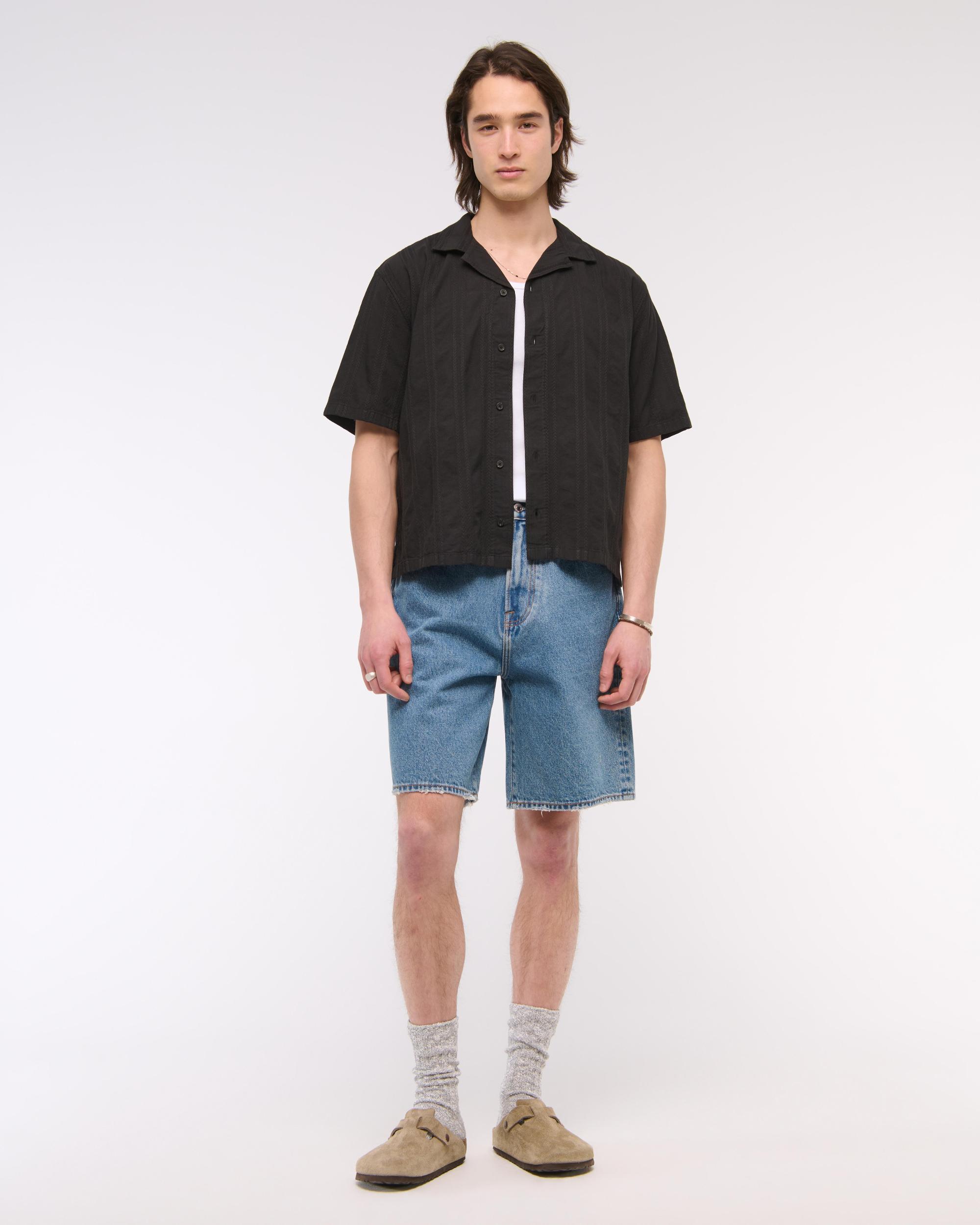Camp Collar Braided Button-Up Shirt Product Image