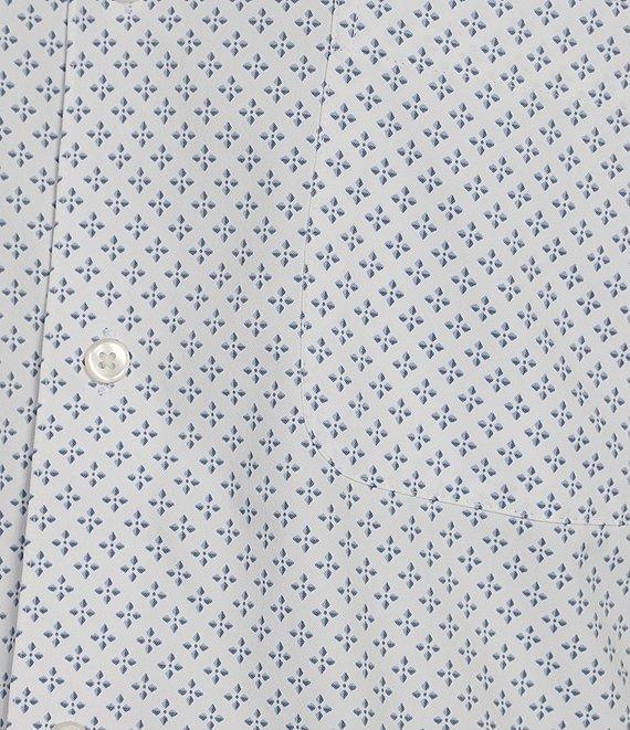 Roundtree & Yorke Performance The Traveler Long Sleeve Diamond Print Twill Sport Shirt Product Image