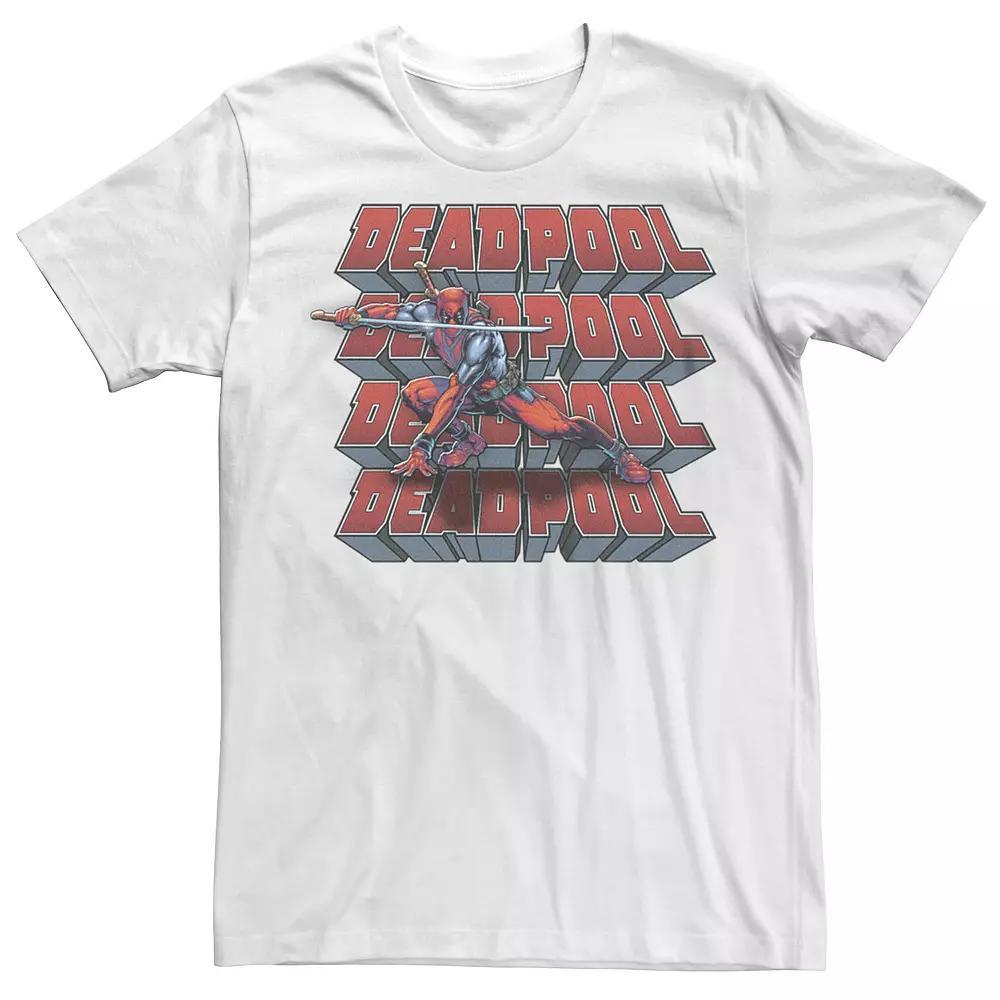 Men's Marvel Comics Retro Deadpool Stacked Graphic Tee, Size: Small, White Product Image