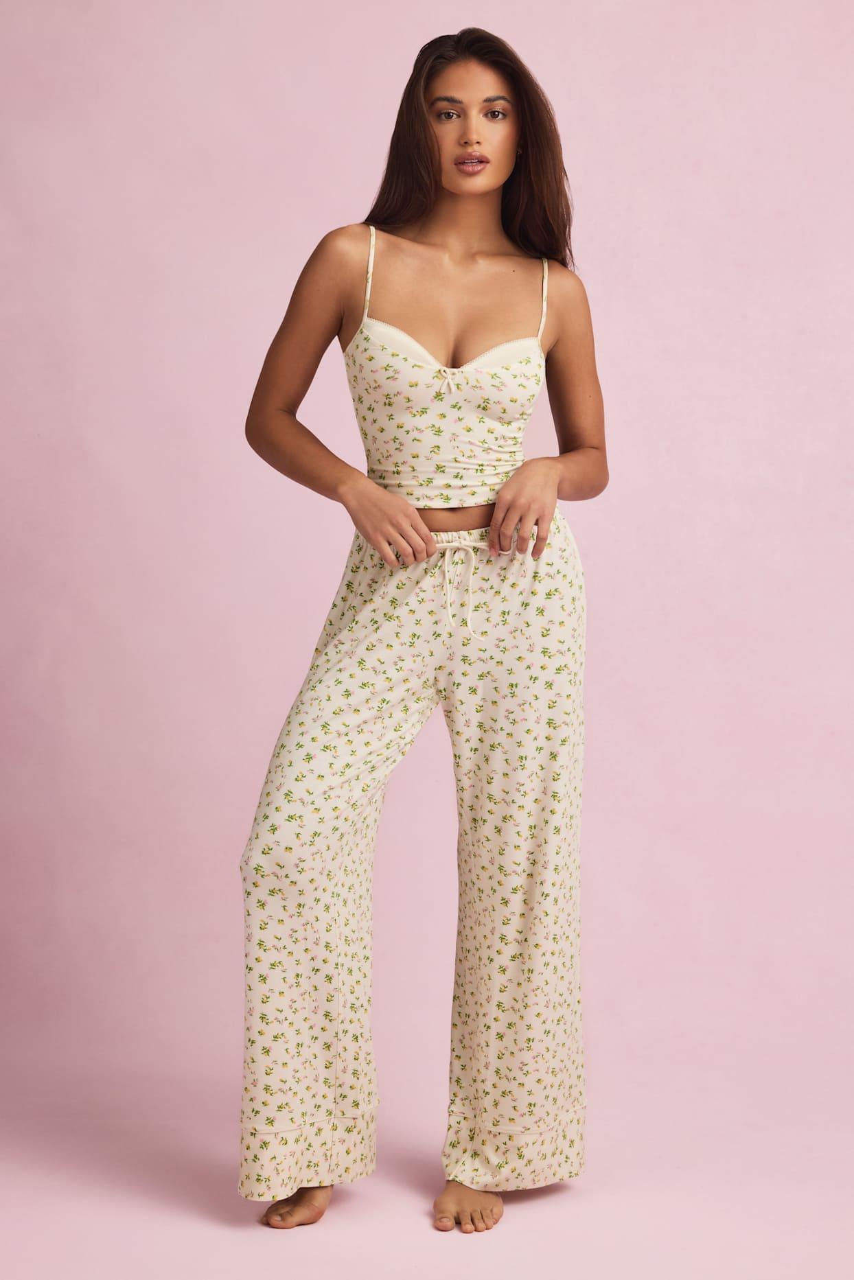 Modal Long-Sleeve Pyjama Top in Lemon Print Product Image