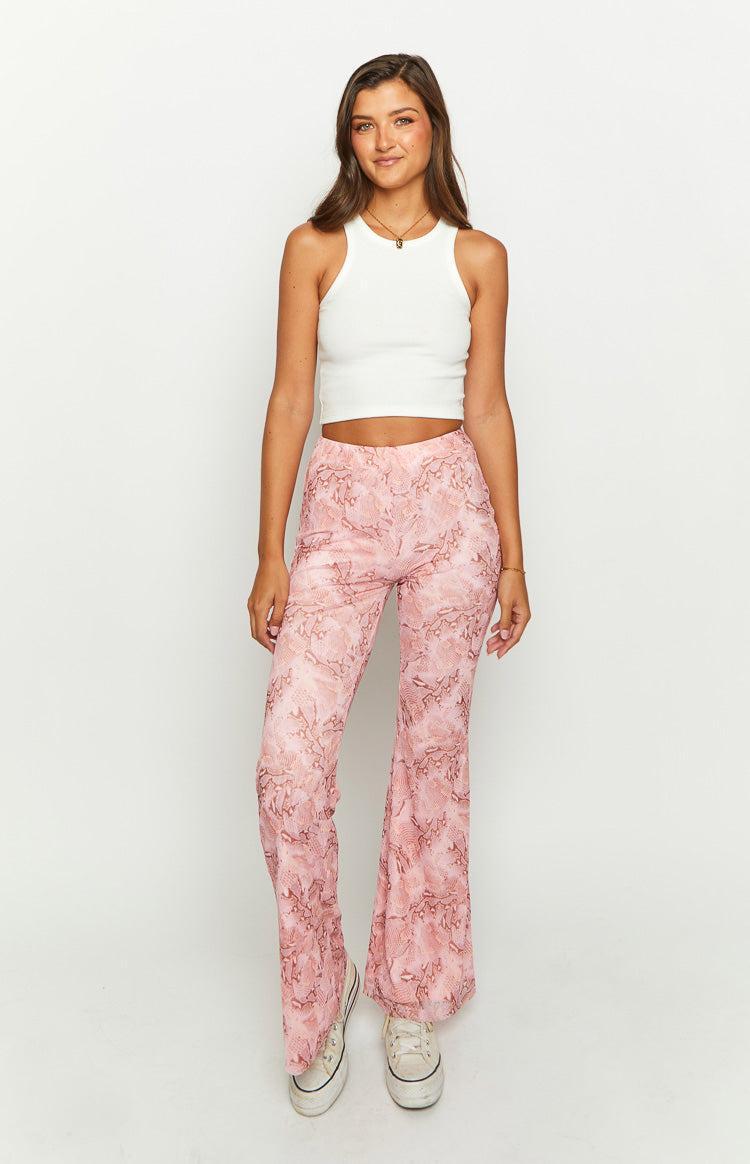 Main Act Pink Swirl Snake Print Pants Product Image