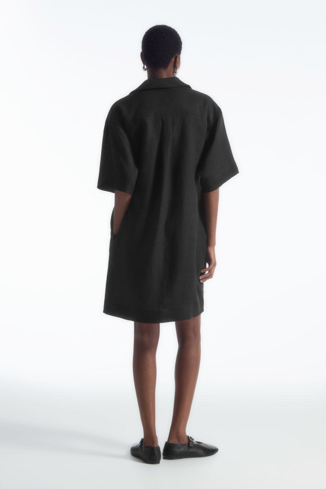 OPEN-COLLAR LINEN SHIRT DRESS Product Image
