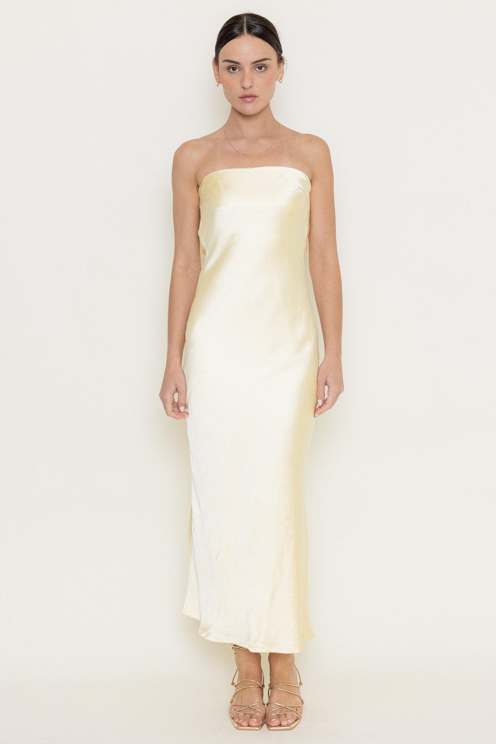Limoncello Strapless Satin Maxi Dress Product Image