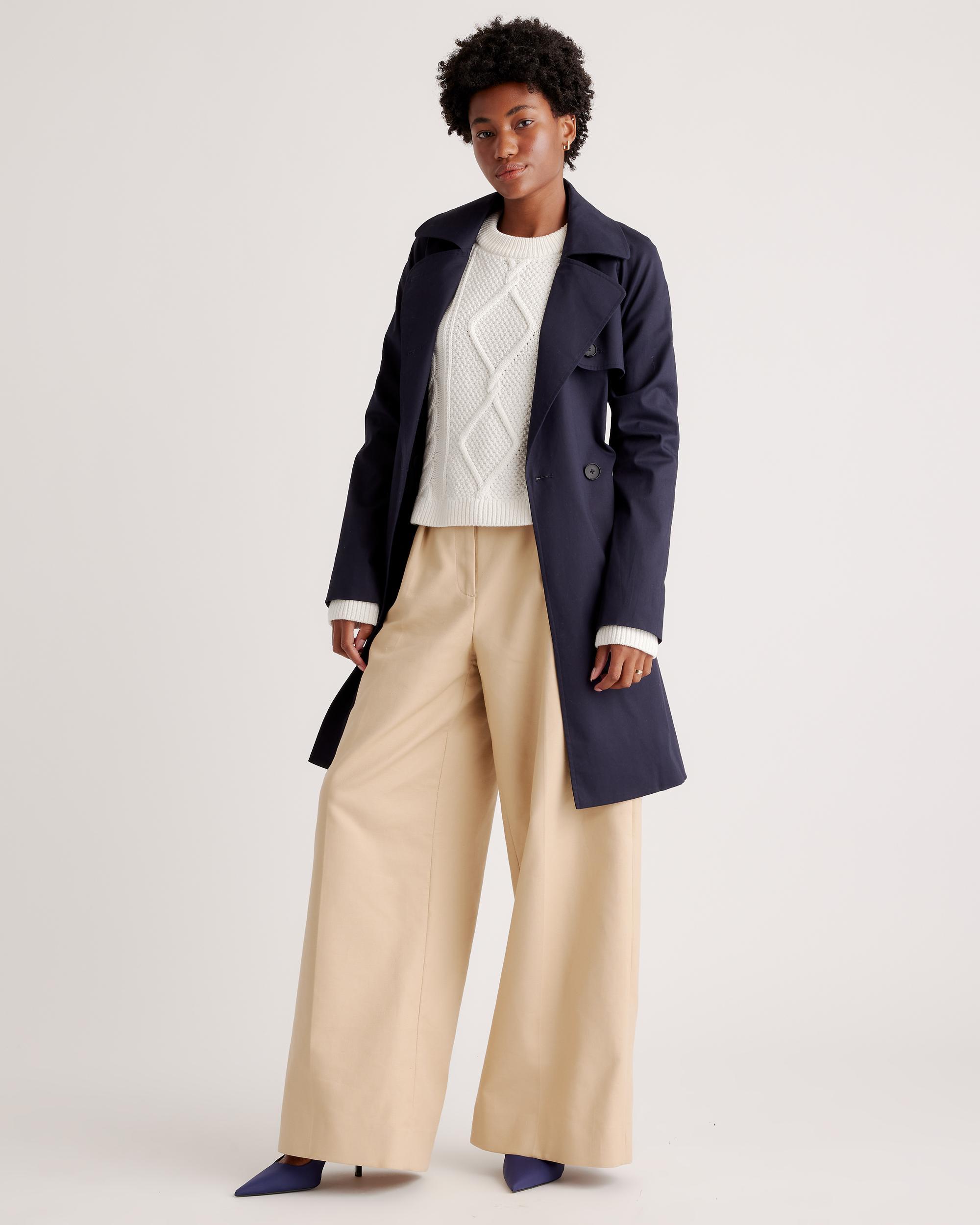 Quince | Women's Cropped Cable Crew Sweater Size XL, Organic Cotton Product Image