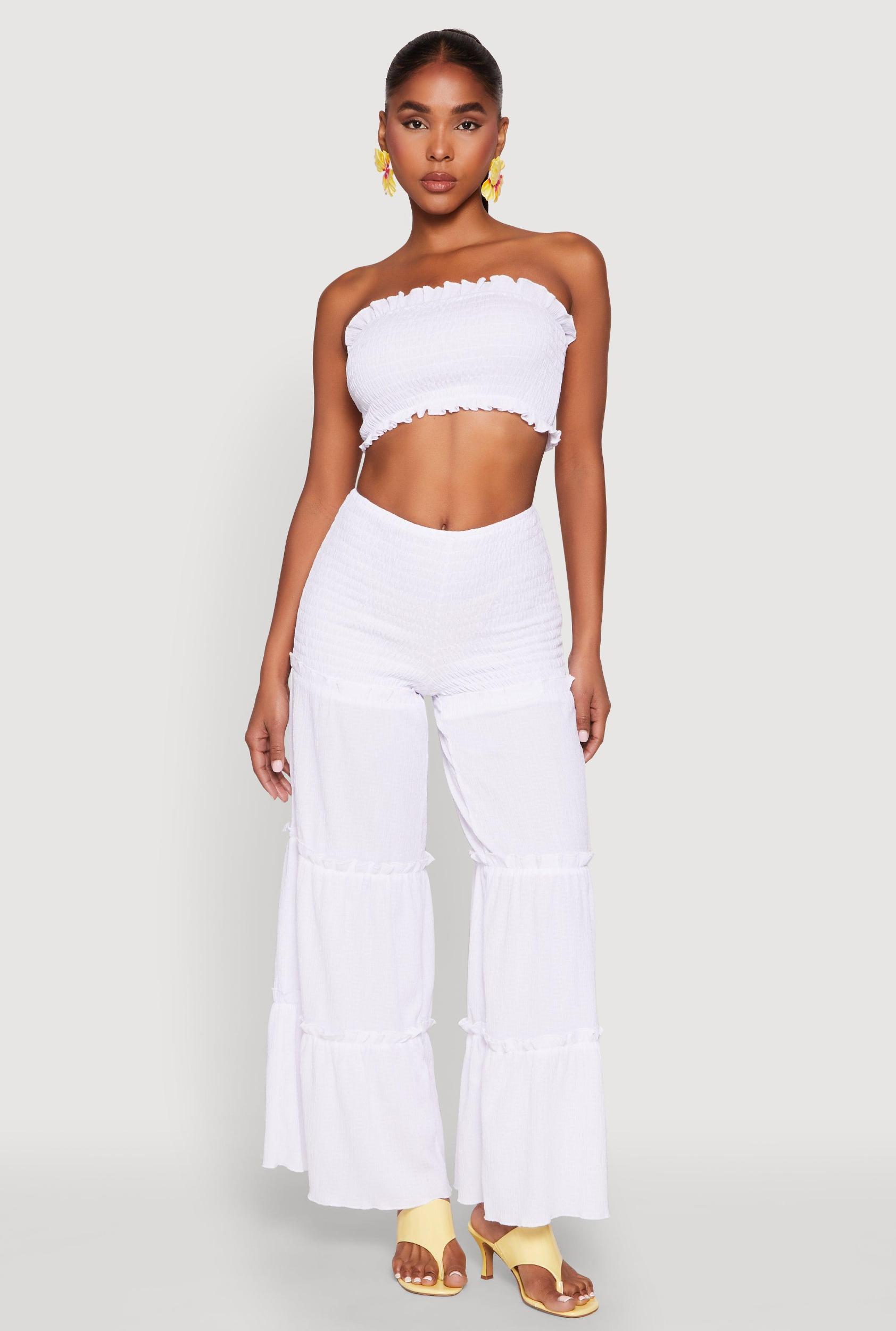 Womens Ruffle Hem Smocked Tube Top Product Image