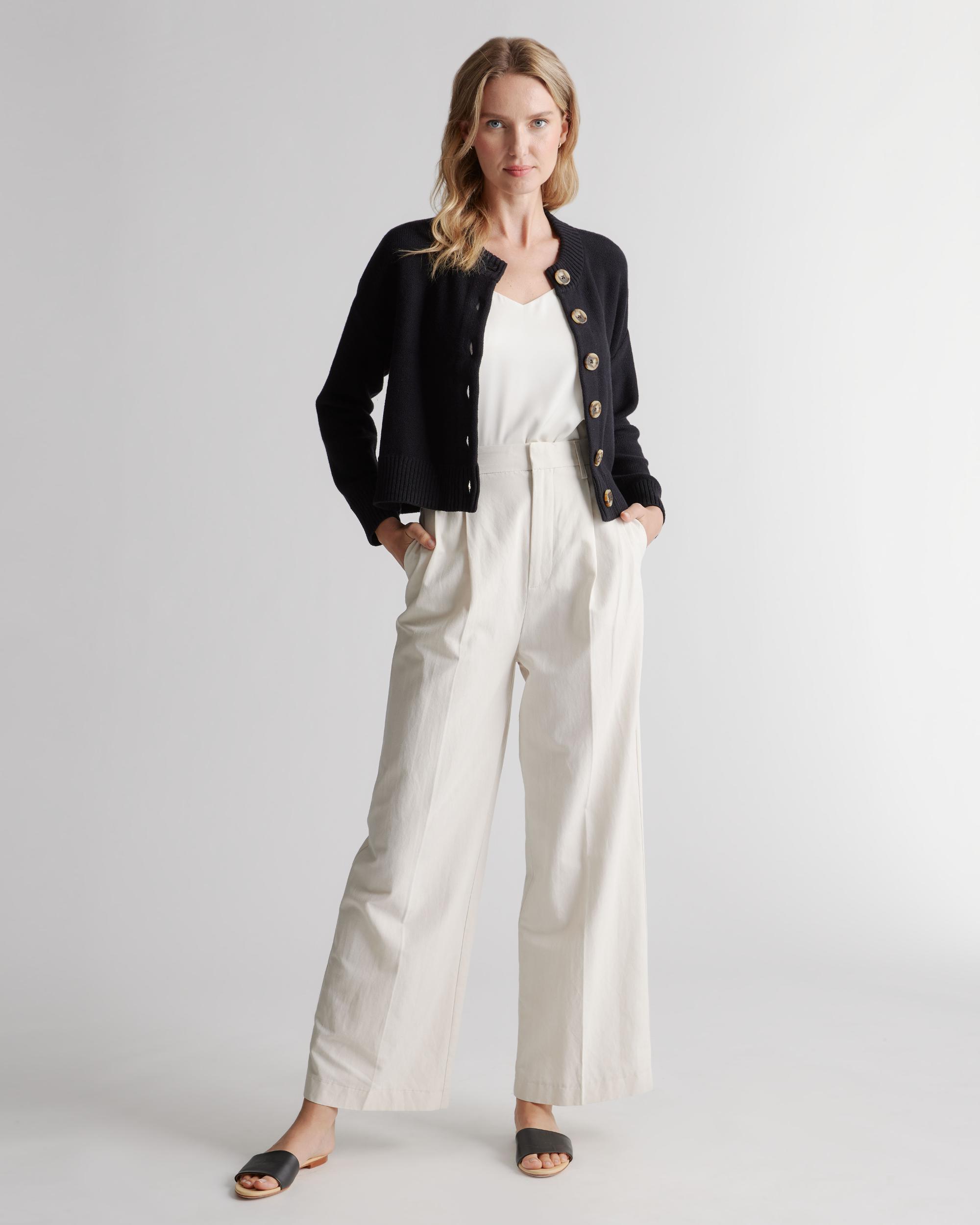 Quince | Women's Cropped Cardigan Sweater Organic Cotton Product Image