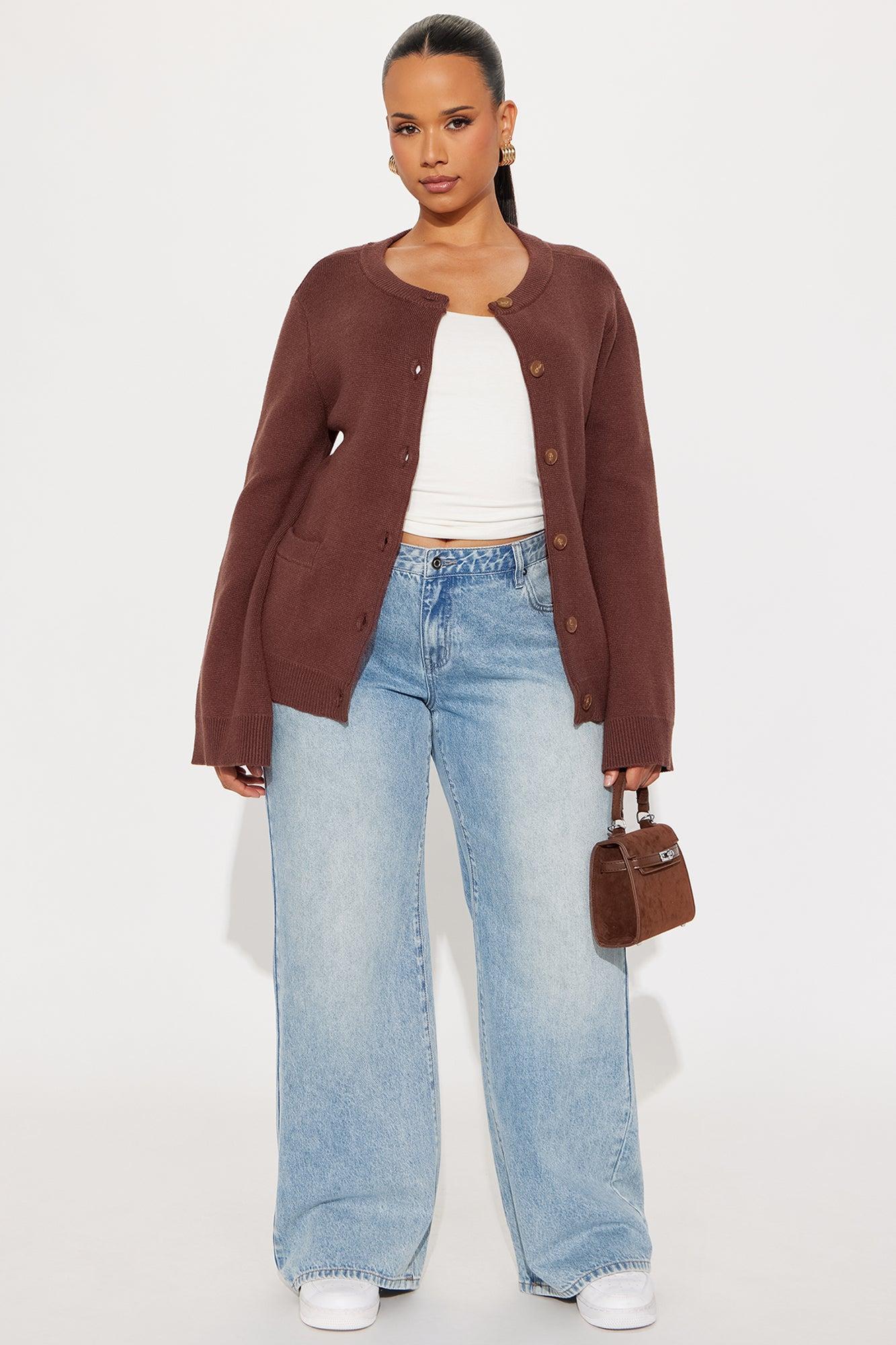 Grace Bell Sleeve Cardigan - Chocolate Product Image