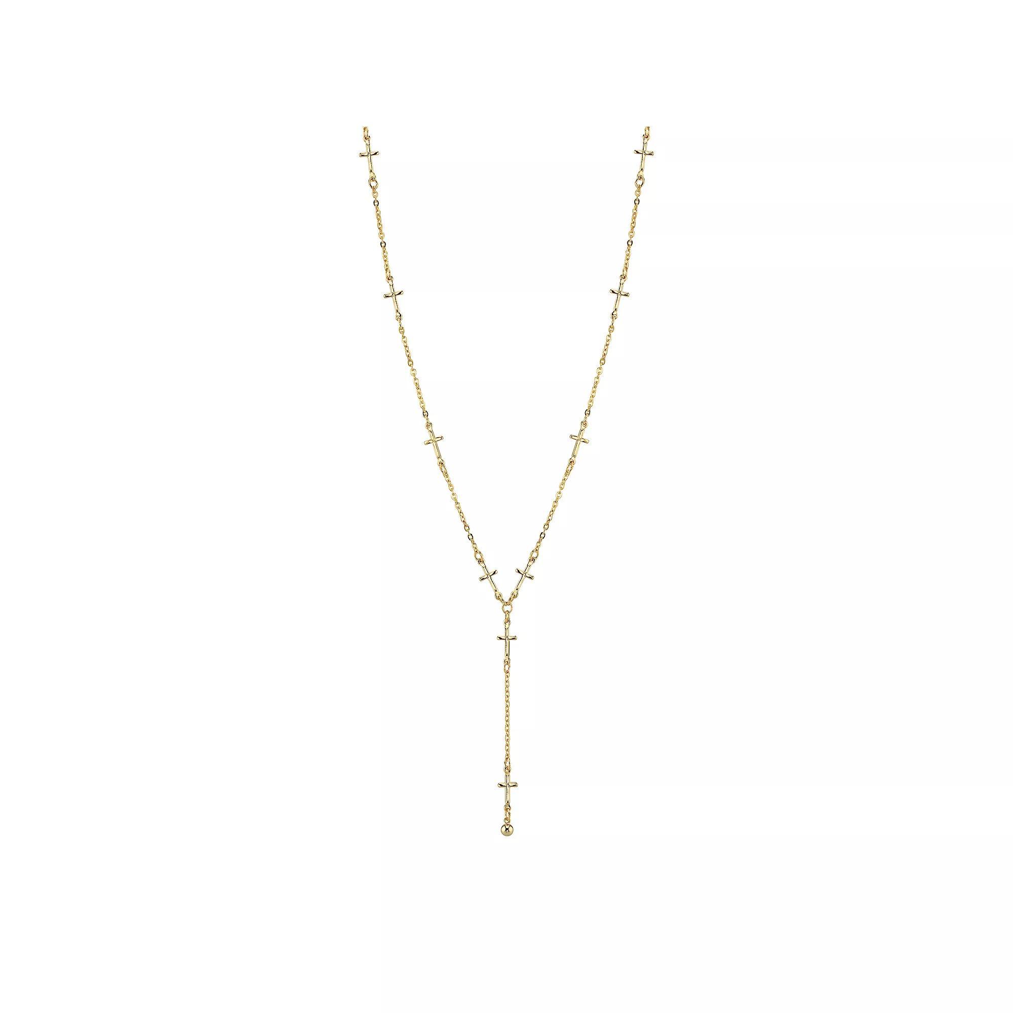 1928 14k Gold-Plated Cross Y Necklace, Womens Product Image