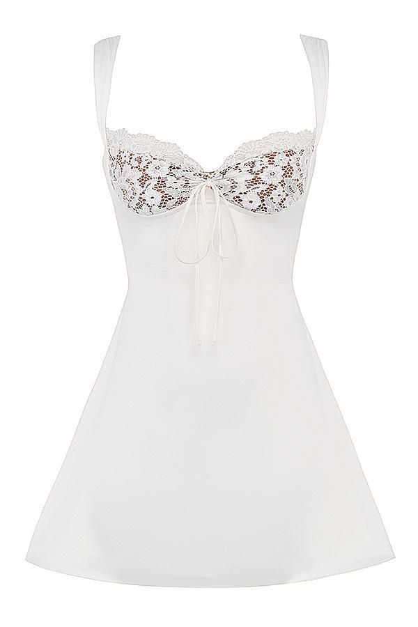 Adriana  ivory satin and lace mini dress Product Image
