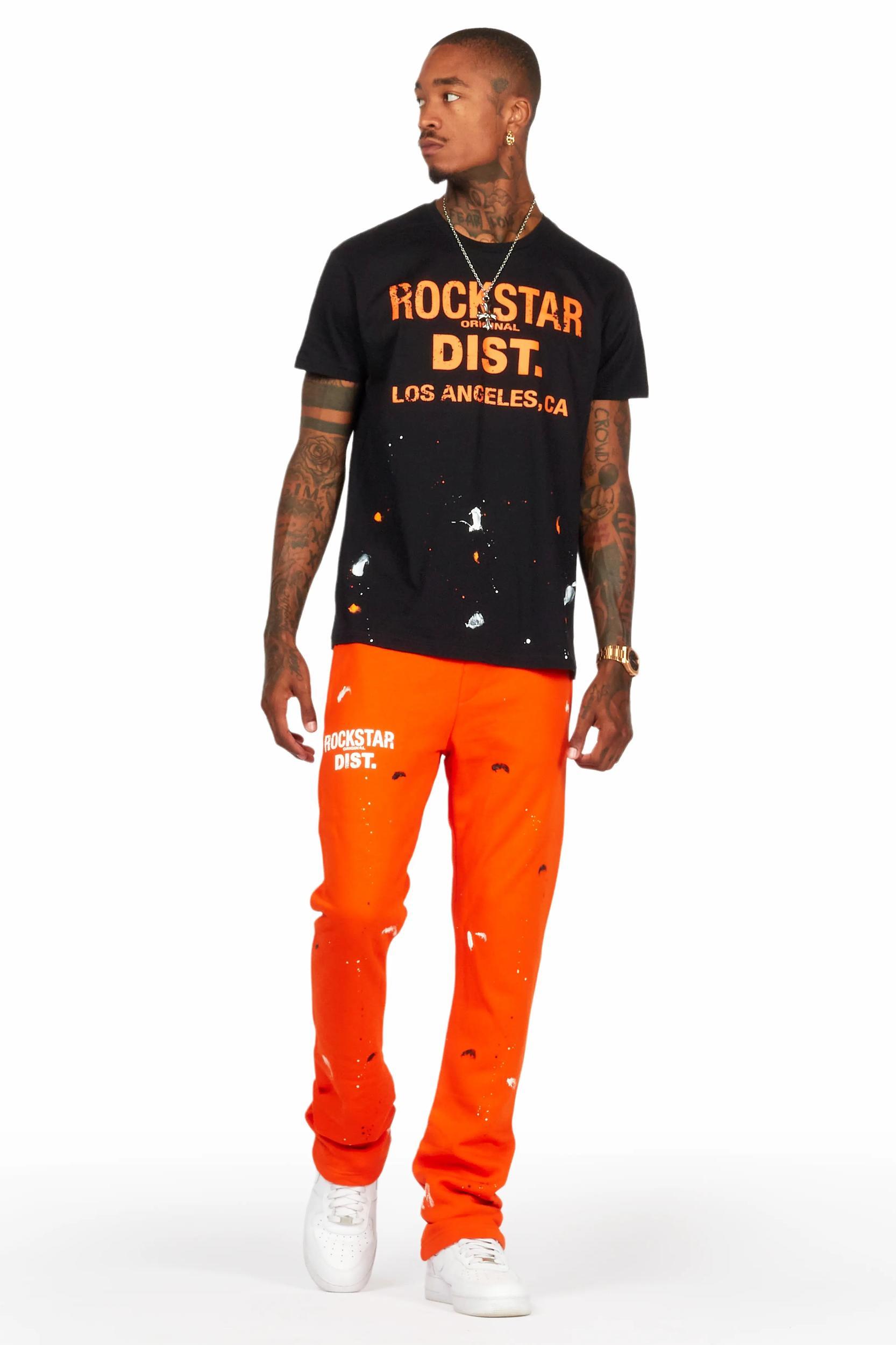 Scottie Black/Orange T-Shirt/Stacked Flare Track Pant Set Male Product Image