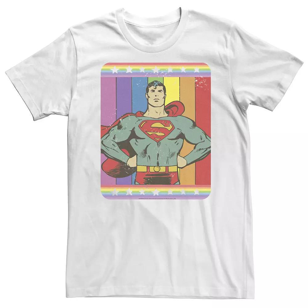 Big & Tall DC Comics Pride Superman Rainbow Flag Portrait Tee, Men's, Size: 5XL, White Product Image