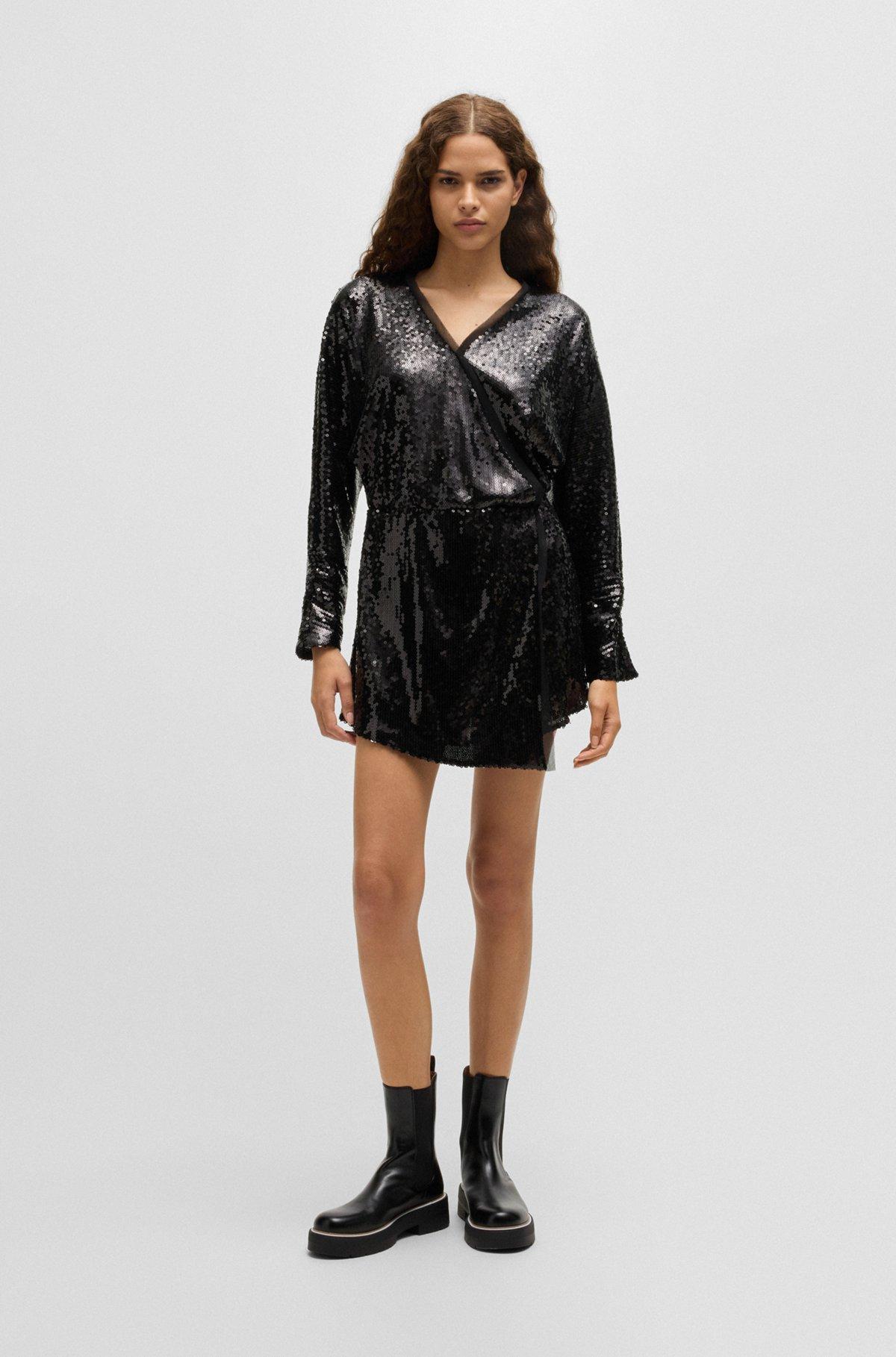 Sequinned jumpsuit with wrap front Product Image