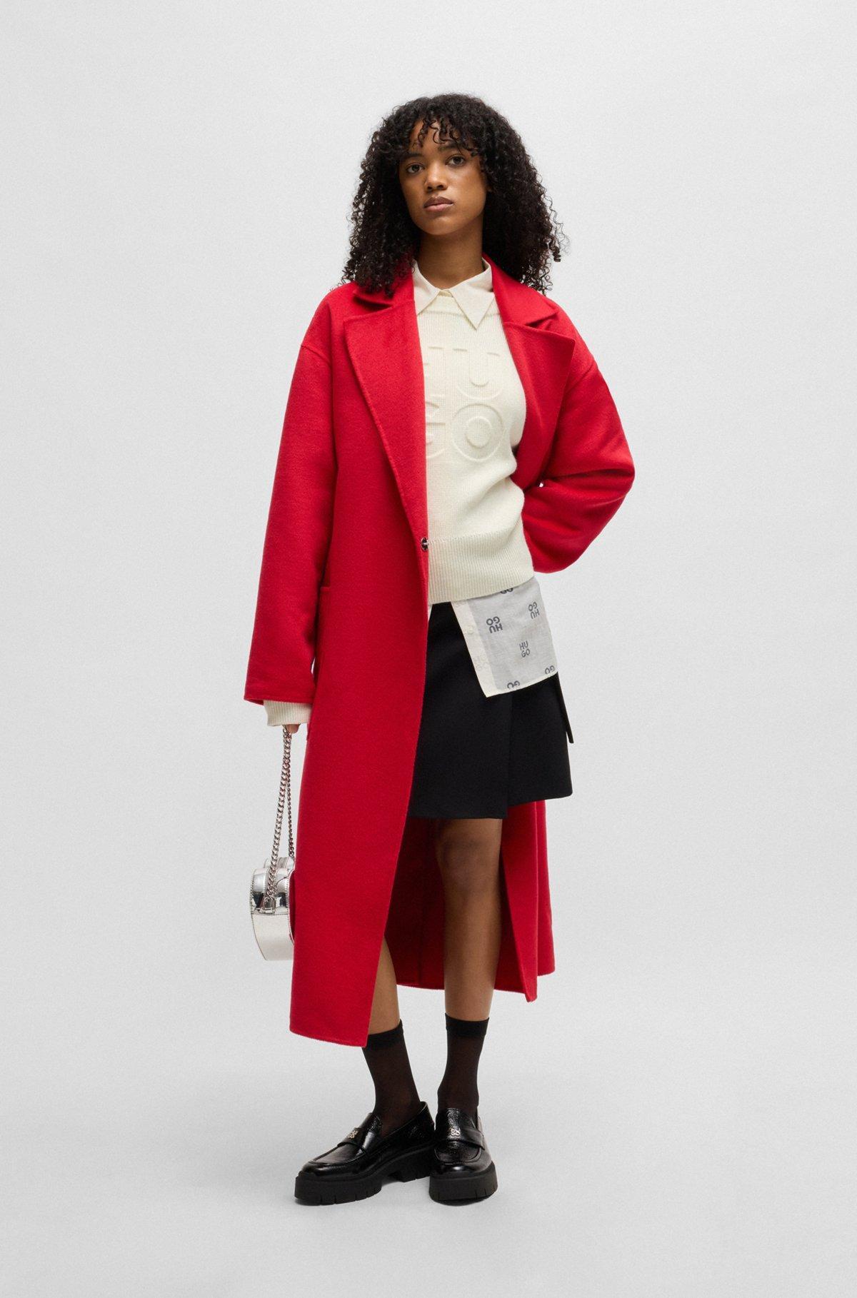 HUGO - Relaxed-fit sweater with embossed logo - White Product Image