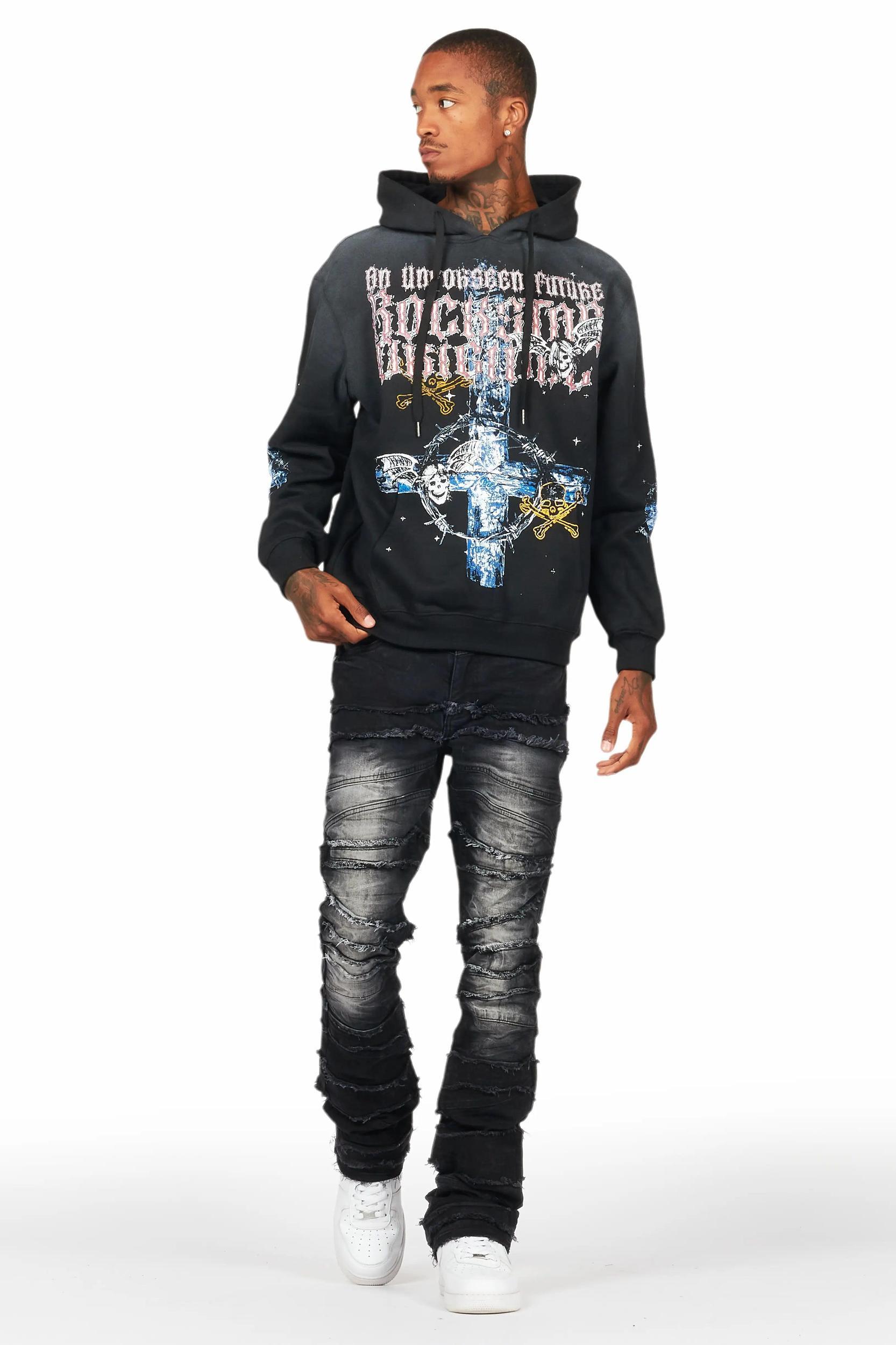 Franko Black Stacked Flare Jean Male Product Image