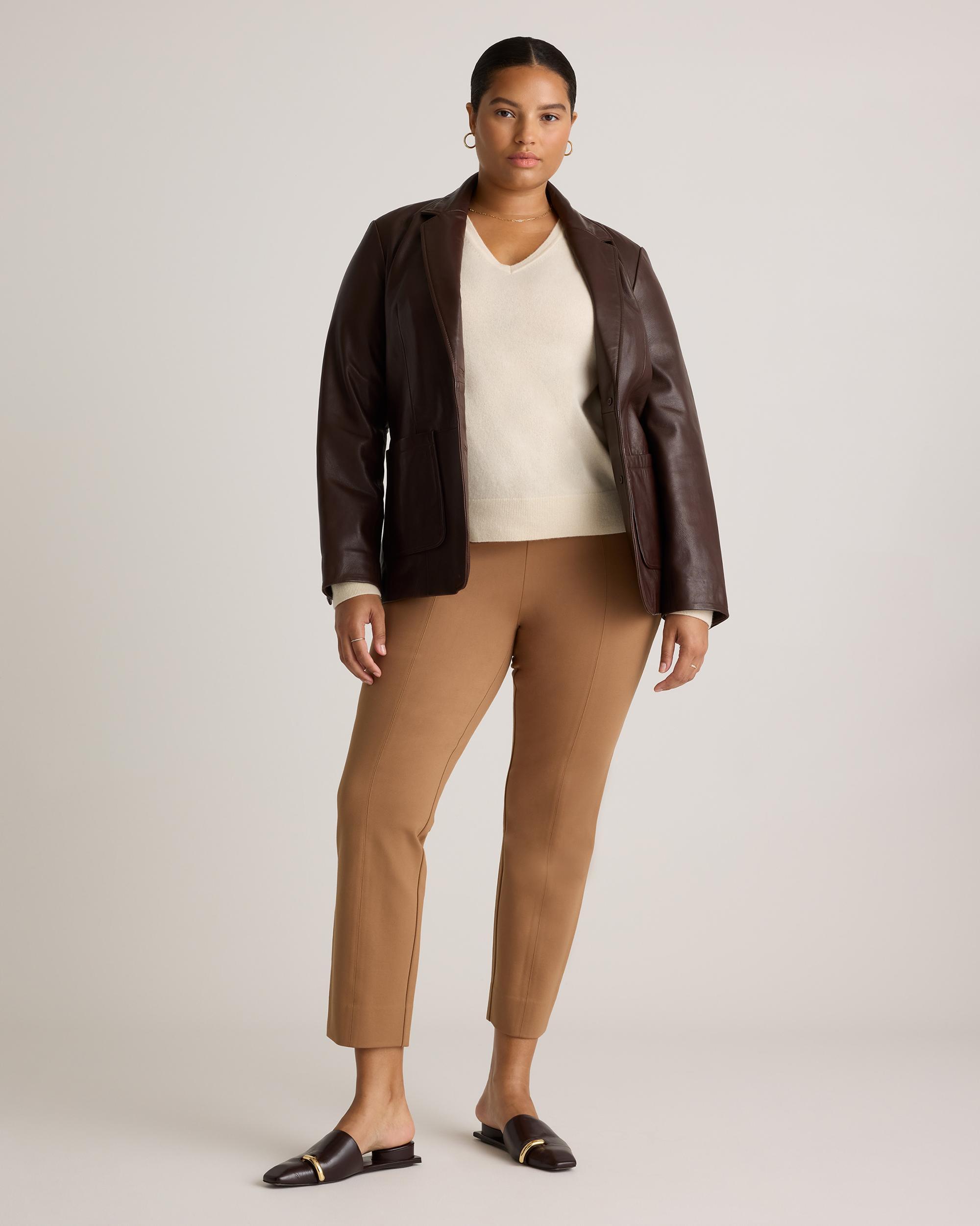 Quince | Women's Ultra-Stretch Ponte Pintuck Ankle Pants Rayon Product Image