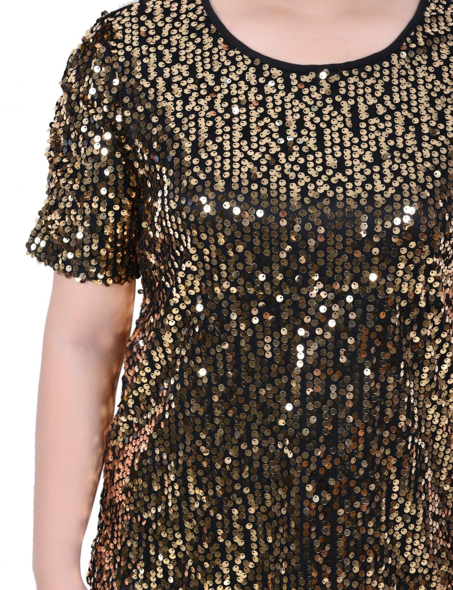 Short Sleeve Sequined Top - Petite Product Image