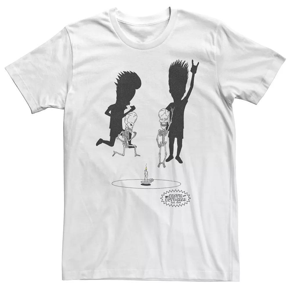 Men's Beavis And Butthead Skeleton Rock Out Short Sleeve Tee, Size: Large, White Product Image