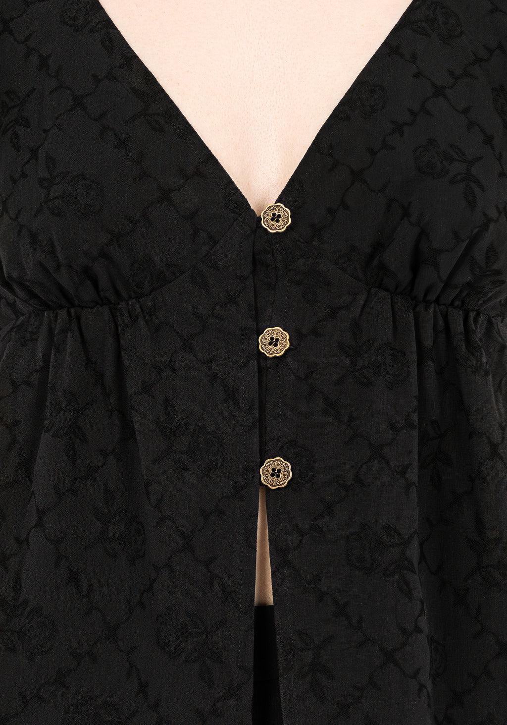 Polgara Floral Jacquard Peplum Top Product Image