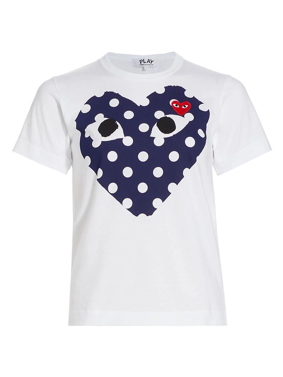 Womens Polka Dot Heart-Print Cotton Jersey T-Shirt Product Image