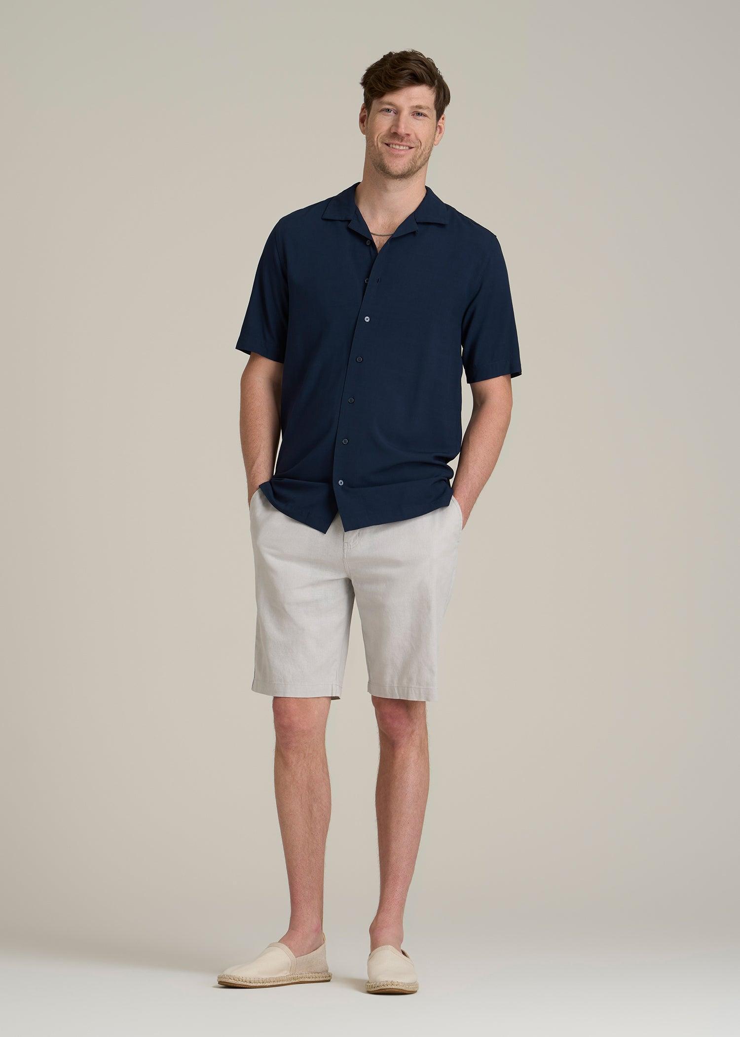 Short Sleeve Resort Shirt for Tall Men in Navy Product Image