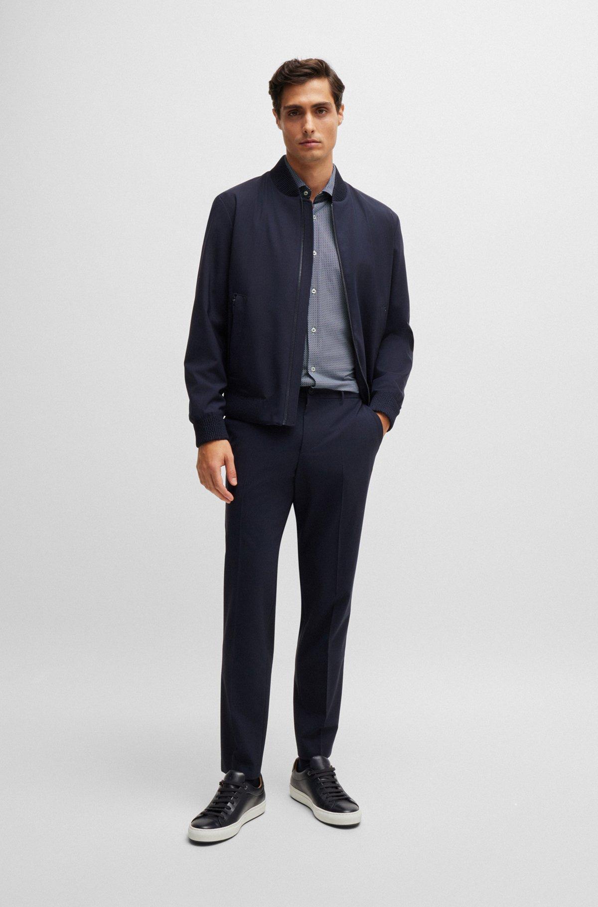 Slim-fit shirt in geometric-print performance-stretch material Product Image