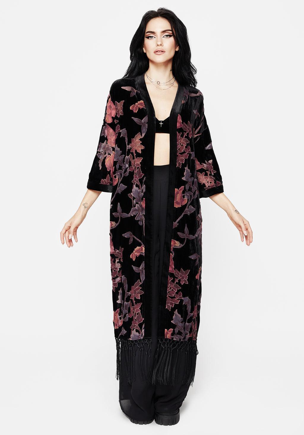 Virosa Floral Embroidered Velour Gown Product Image
