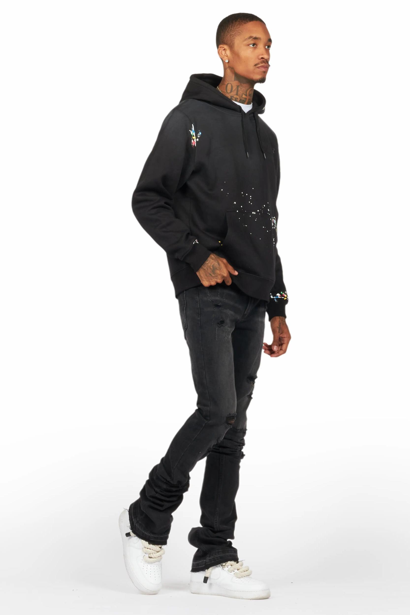 Palmer Black Hoodie/Stacked Flare Jean Bundle Male Product Image