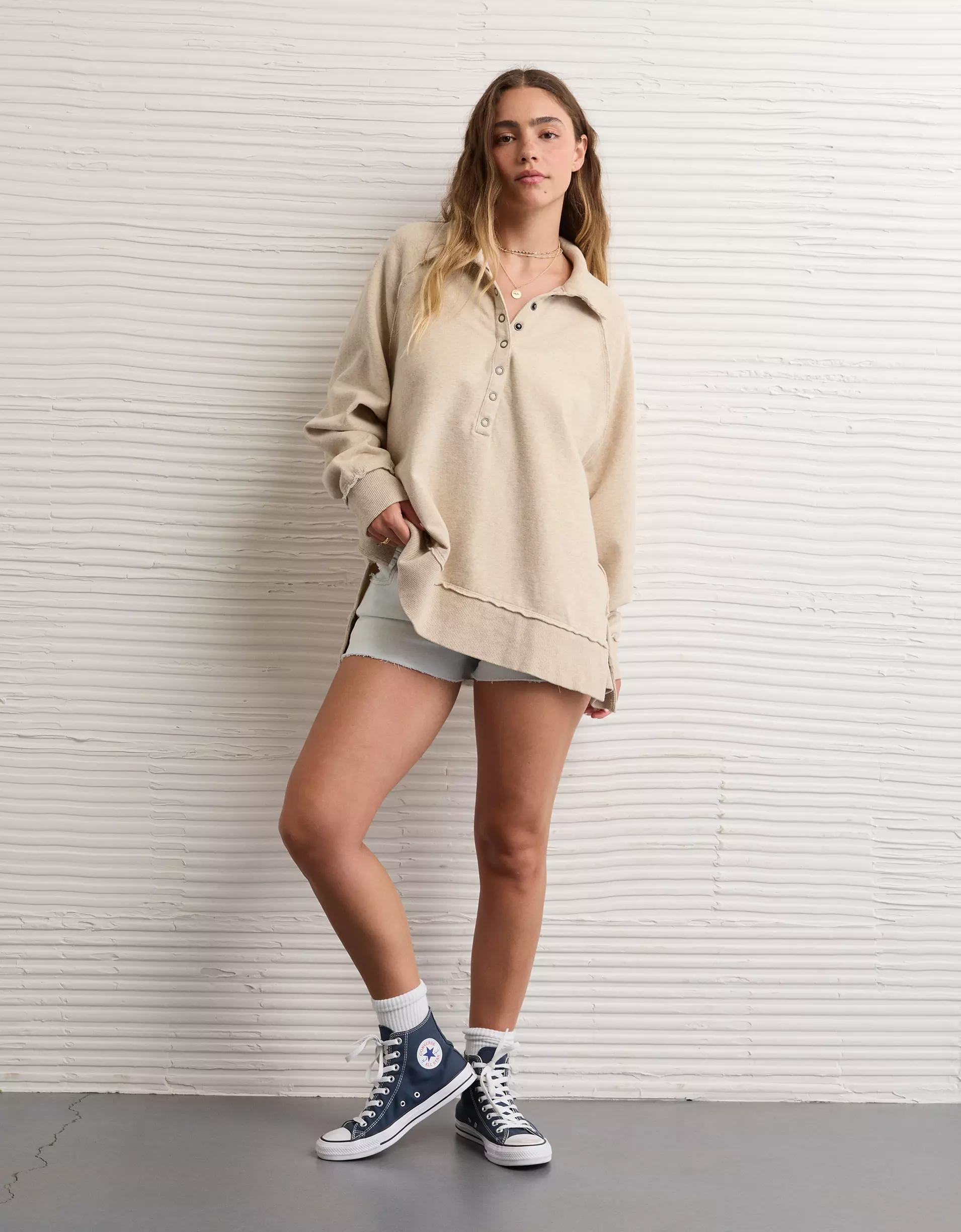 AE Big Hug Henley Sweatshirt Product Image