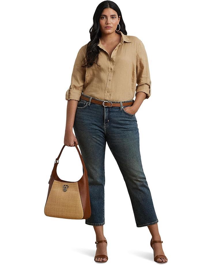 Plus Size Amy Crop Straight Leg- Roll Up Fray Product Image