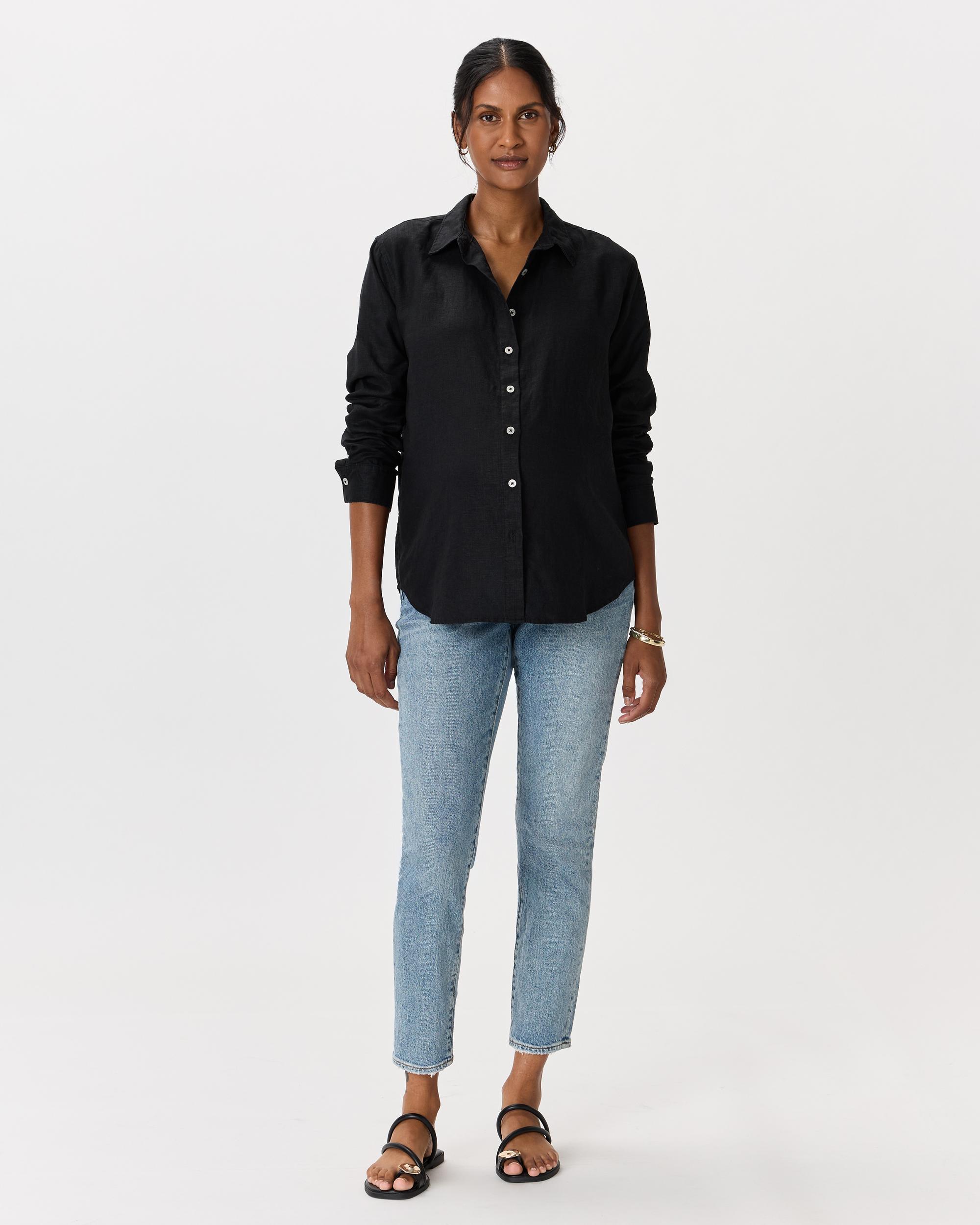 Quince | Women's 100% European Linen Maternity Long Sleeve Shirt Size XS Product Image