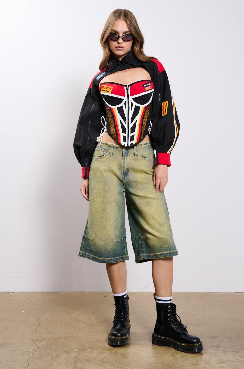 NEED FOR SPEED ZIP UP FRONT CORSET TOP Product Image